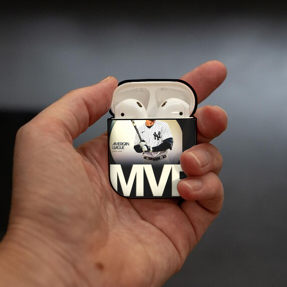 Aaron Judge MVP AirPods 2 Case Hard Shell Black, Flexible PC Material, Precise Cutouts, Full Protection, Anti-Fingerprint, Washable, Includes Keychain – Durable & Slim Design