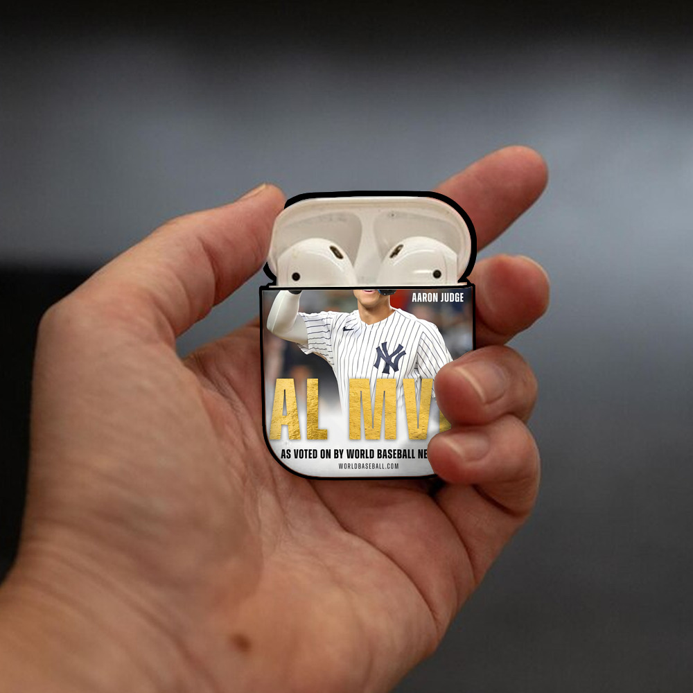 Aaron Judge MVP AirPods 2 Case Hard Shell Black, Flexible PC Material, Precise Cutouts, Full Protection, Anti-Fingerprint, Washable, Includes Keychain – Durable & Slim Design