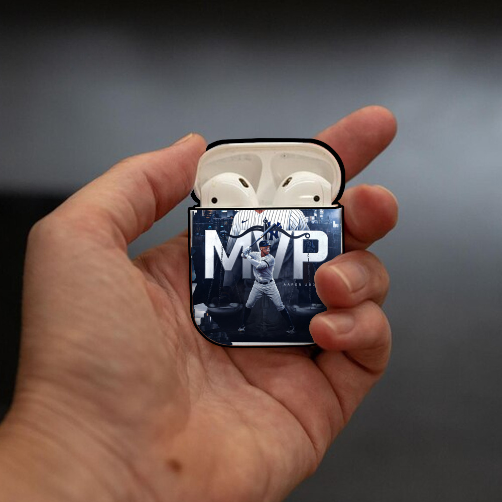 Aaron Judge MVP AirPods 2 Case Hard Shell Black, Flexible PC Material, Precise Cutouts, Full Protection, Anti-Fingerprint, Washable, Includes Keychain – Durable & Slim Design
