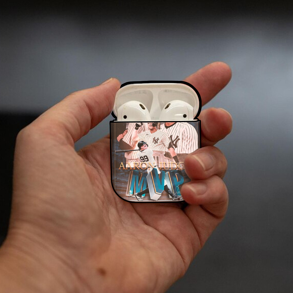 Aaron Judge MVP AirPods 2 Case Hard Shell Black, Flexible PC Material, Precise Cutouts, Full Protection, Anti-Fingerprint, Washable, Includes Keychain – Durable & Slim Design