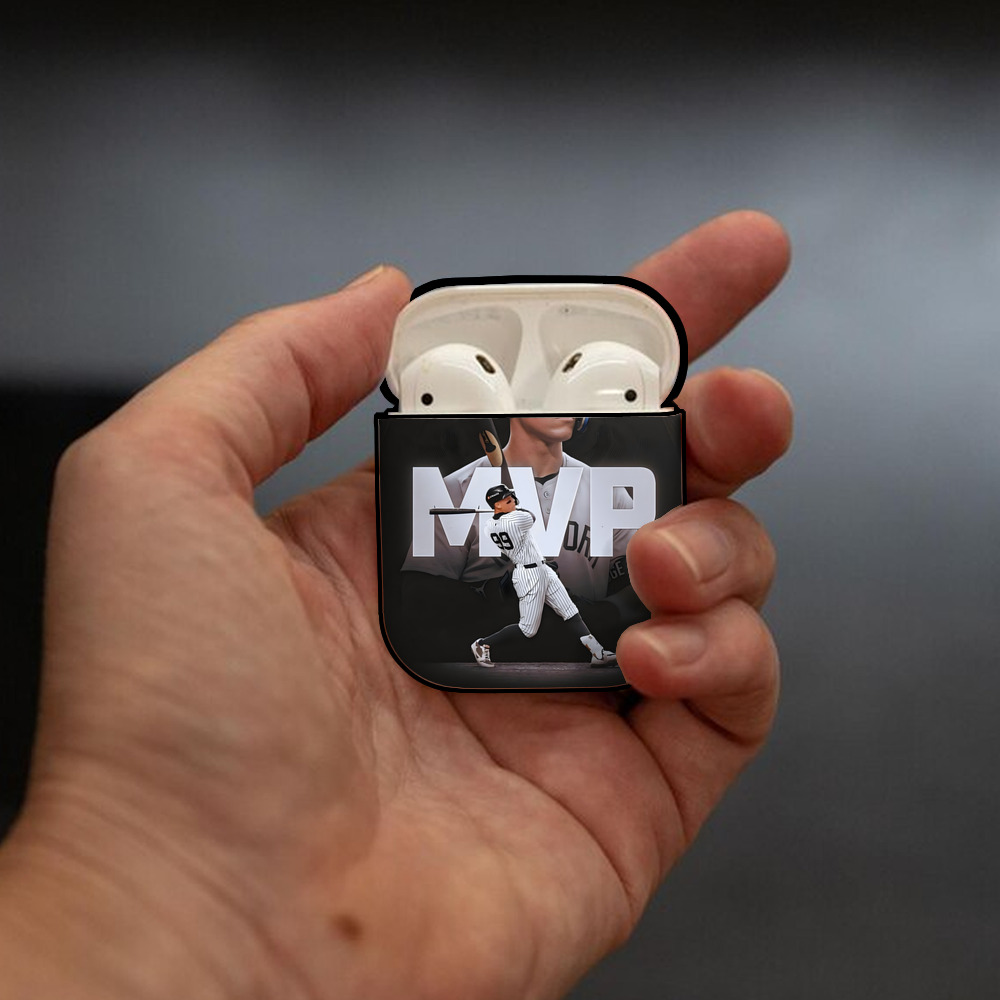 Aaron Judge MVP AirPods 2 Case Hard Shell Black, Flexible PC Material, Precise Cutouts, Full Protection, Anti-Fingerprint, Washable, Includes Keychain – Durable & Slim Design