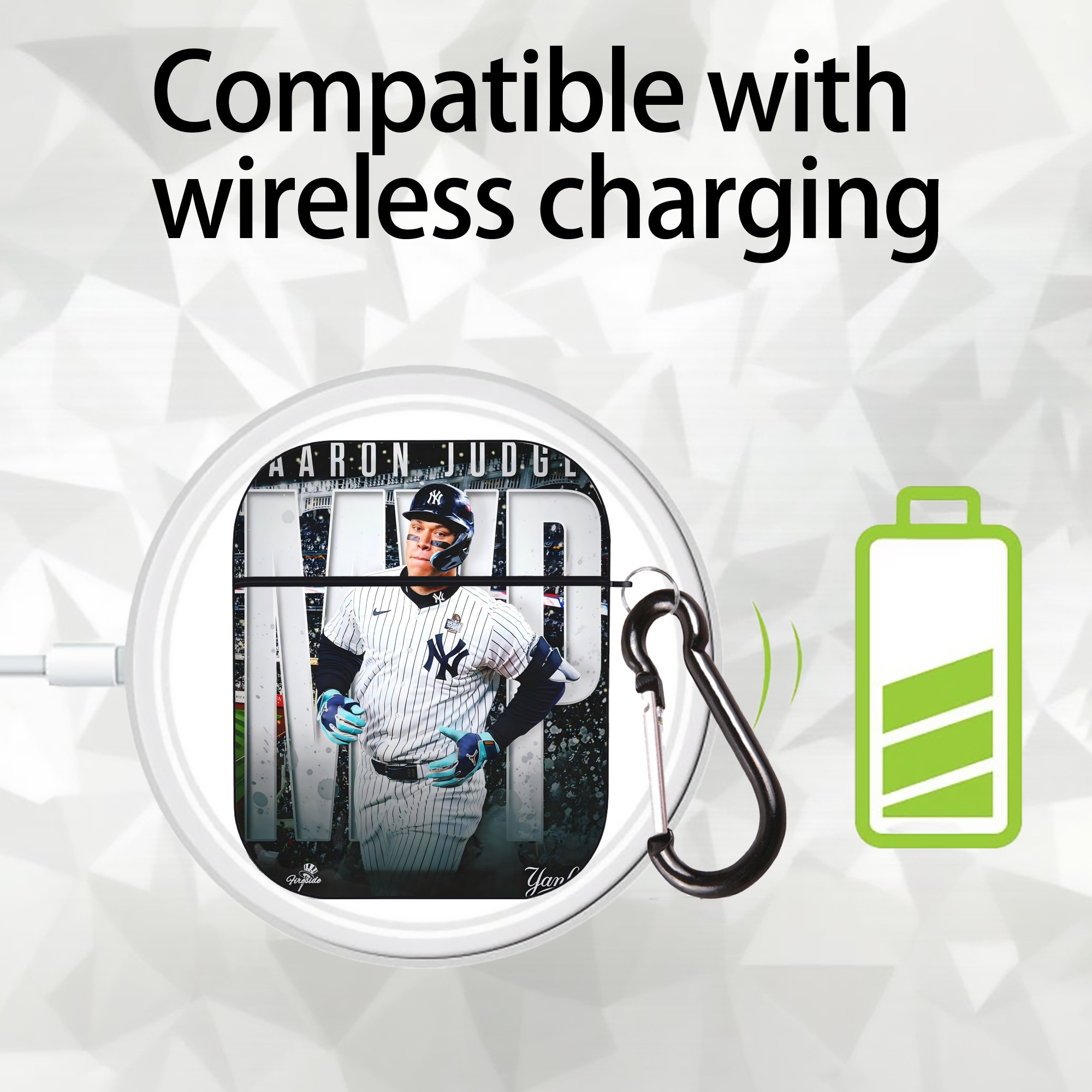 Aaron Judge MVP AirPods 2 Case Hard Shell Black, Flexible PC Material, Precise Cutouts, Full Protection, Anti-Fingerprint, Washable, Includes Keychain – Durable & Slim Design