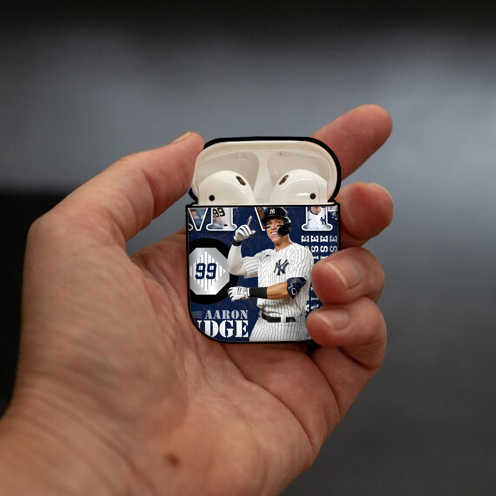 Aaron Judge MVP AirPods 2 Case Hard Shell Black, Flexible PC Material, Precise Cutouts, Full Protection, Anti-Fingerprint, Washable, Includes Keychain – Durable & Slim Design