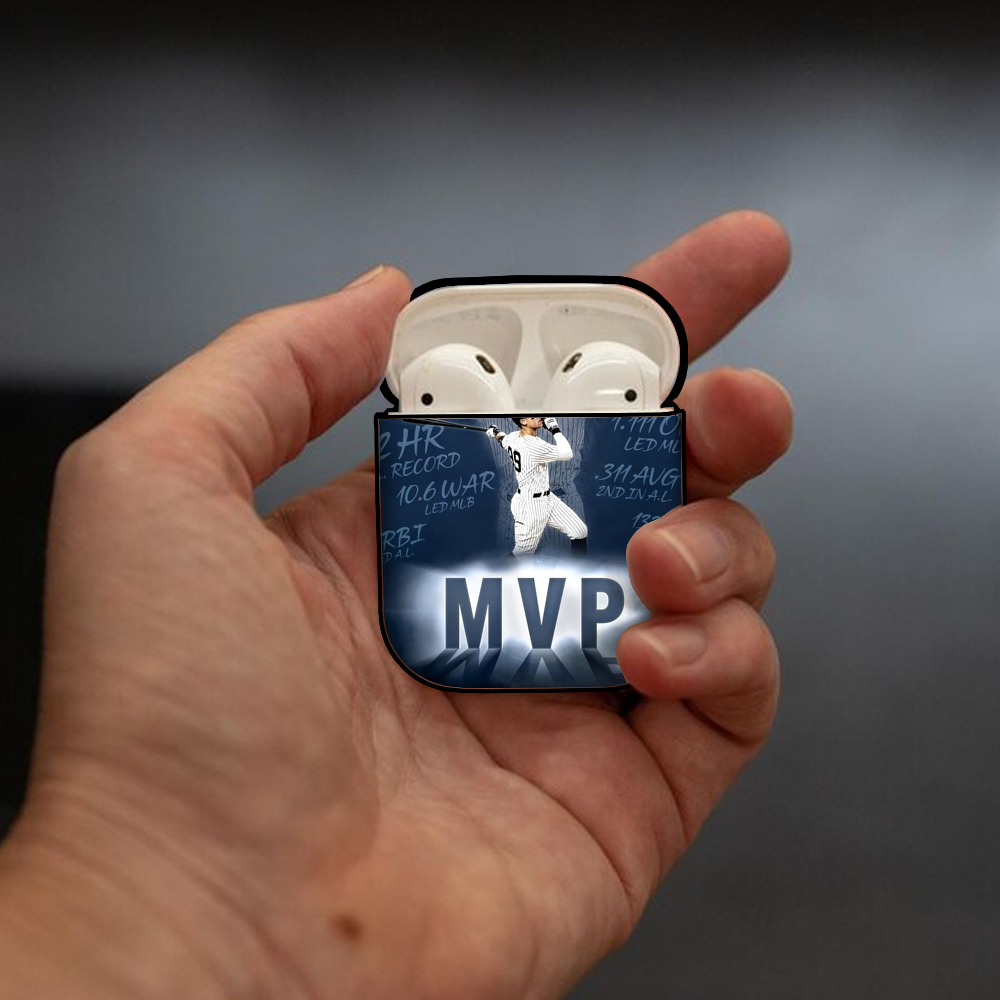 Aaron Judge MVP AirPods 2 Case Hard Shell Black, Flexible PC Material, Precise Cutouts, Full Protection, Anti-Fingerprint, Washable, Includes Keychain – Durable & Slim Design