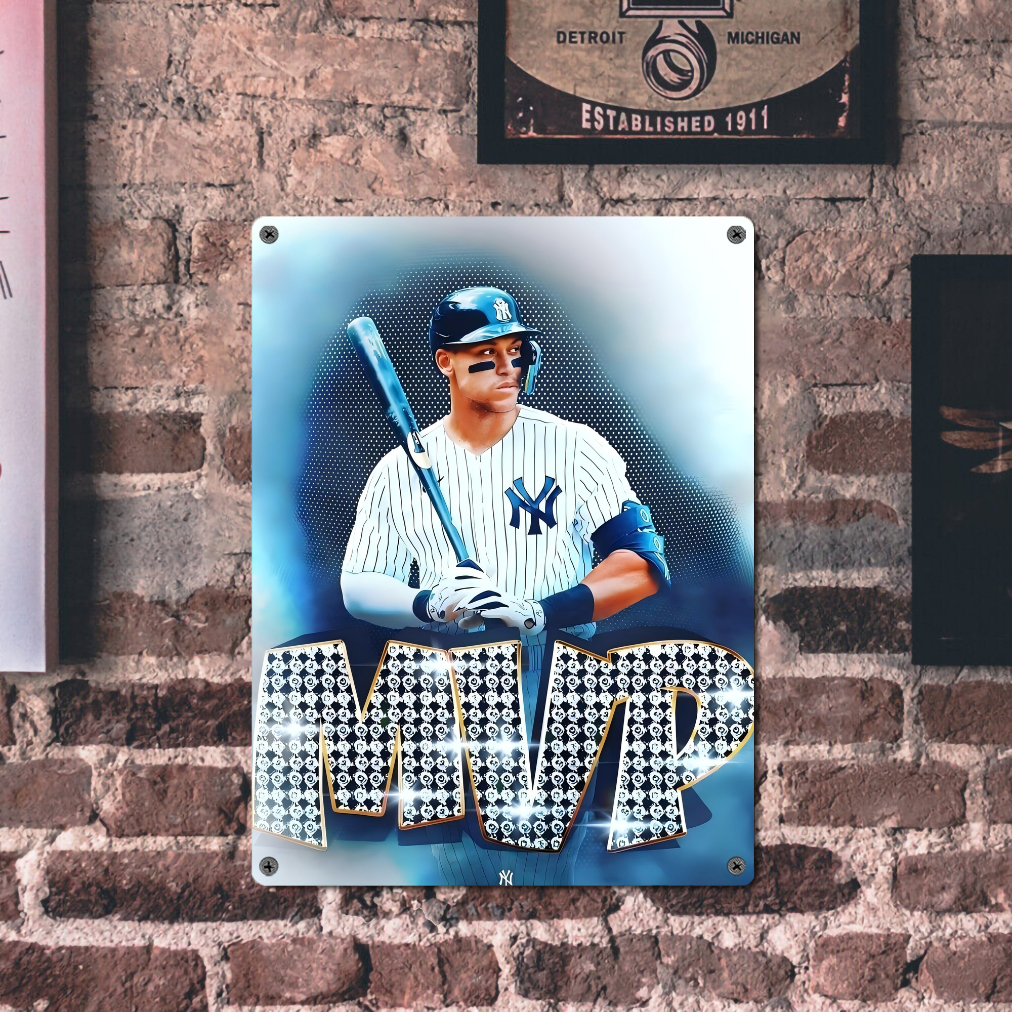 Aaron Judge MVP Vintage Metal Tin Sign 12x16inch – Retro Wall Art Decor For Home, Bar, Kitchen, Bedroom, Office – Durable Iron Sheet Poster, Easy To Hang, Full-Color Printing