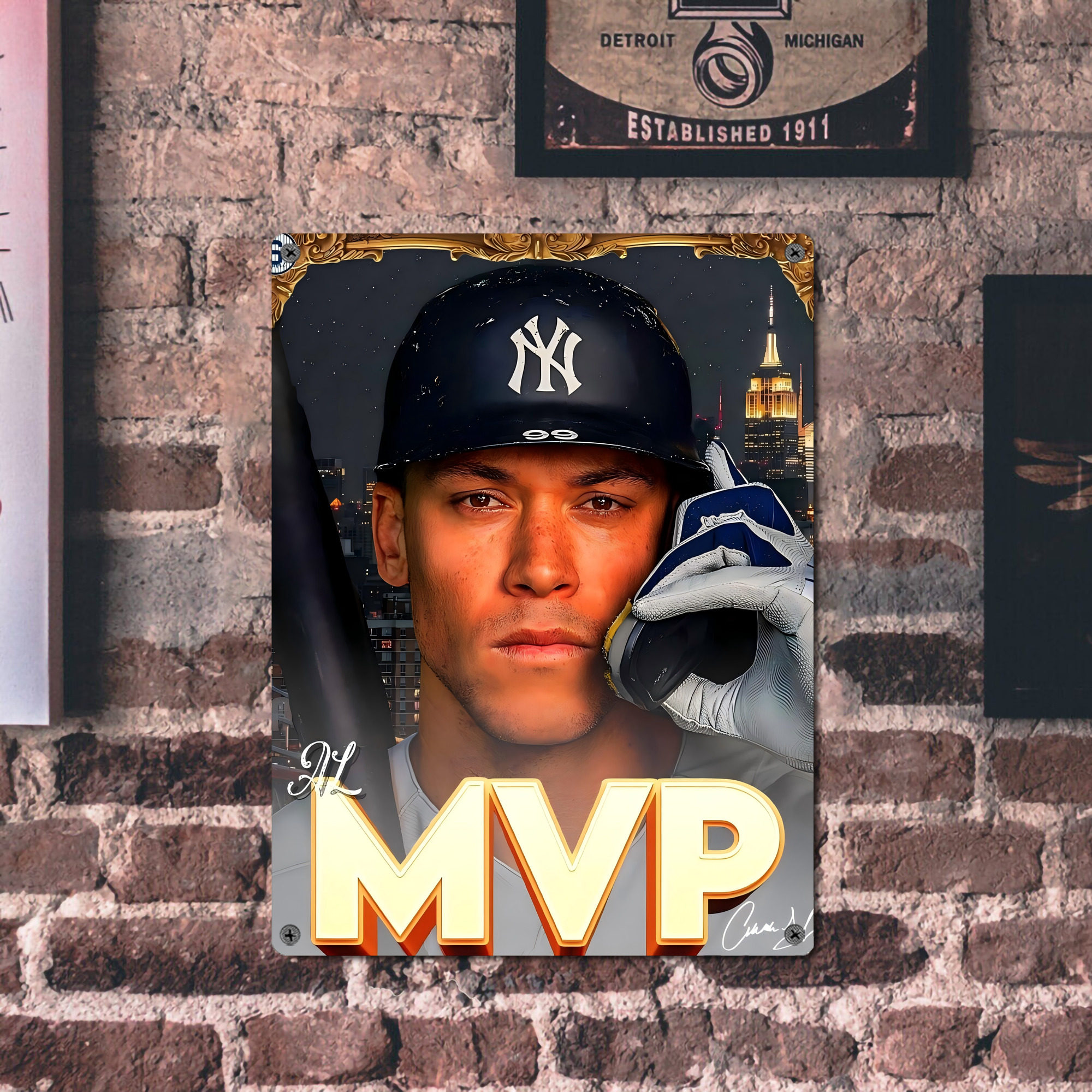 Aaron Judge MVP Vintage Metal Tin Sign 12x16inch – Retro Wall Art Decor For Home, Bar, Kitchen, Bedroom, Office – Durable Iron Sheet Poster, Easy To Hang, Full-Color Printing