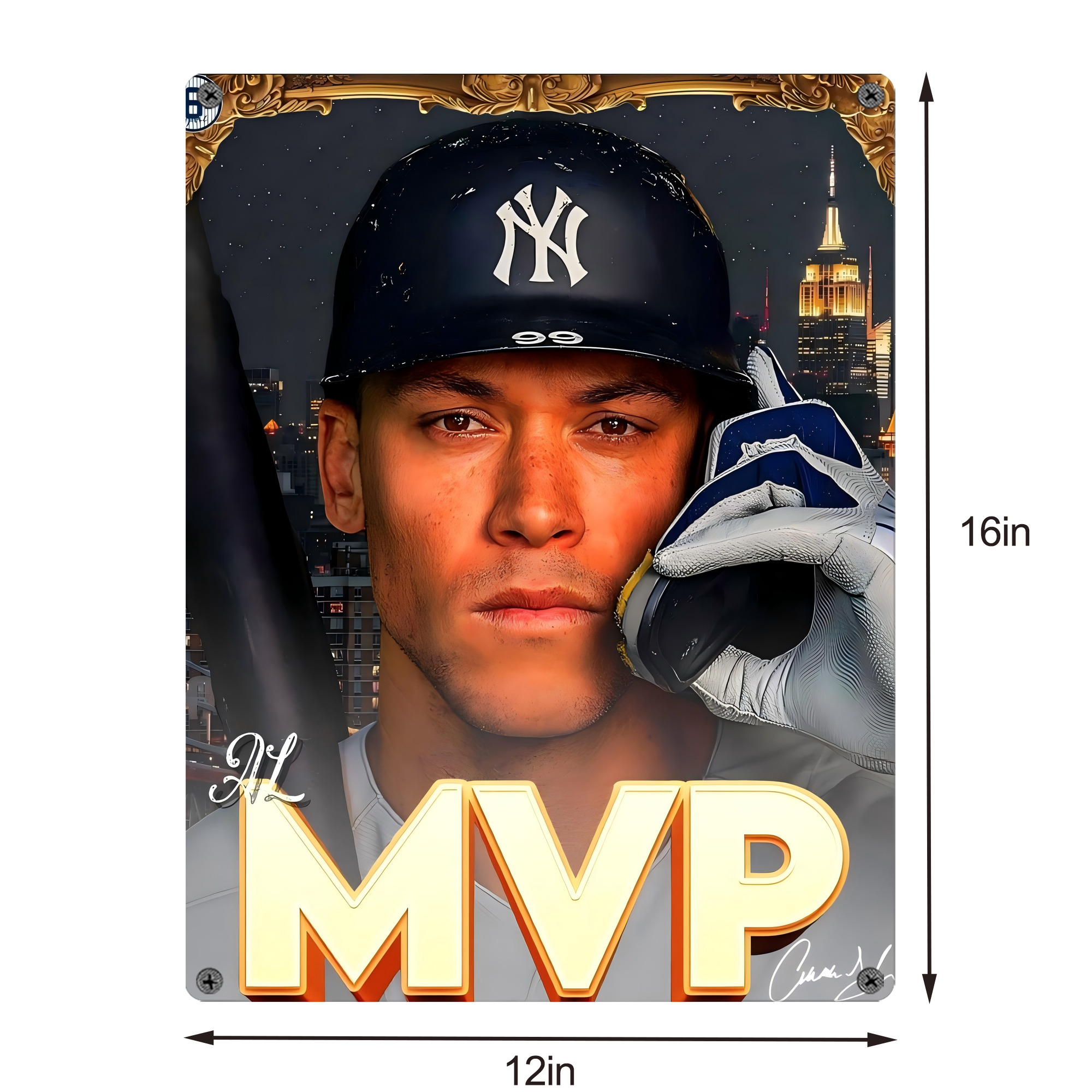 Aaron Judge MVP Vintage Metal Tin Sign 12x16inch – Retro Wall Art Decor For Home, Bar, Kitchen, Bedroom, Office – Durable Iron Sheet Poster, Easy To Hang, Full-Color Printing