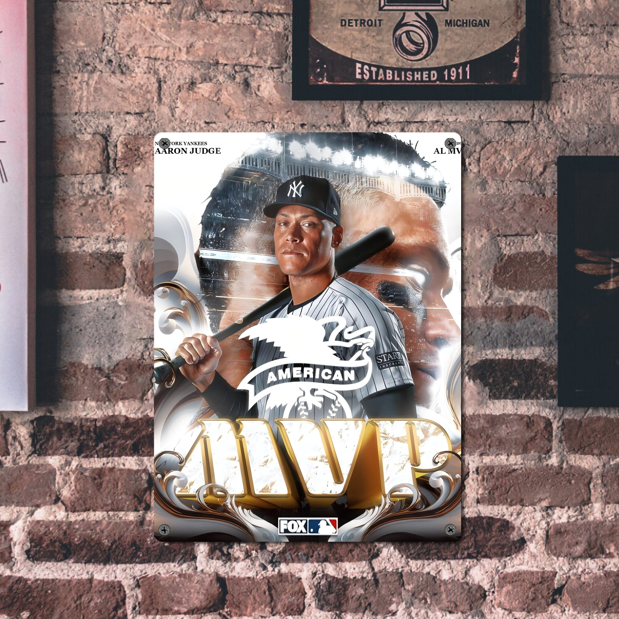 Aaron Judge MVP Vintage Metal Tin Sign 12x16inch – Retro Wall Art Decor For Home, Bar, Kitchen, Bedroom, Office – Durable Iron Sheet Poster, Easy To Hang, Full-Color Printing