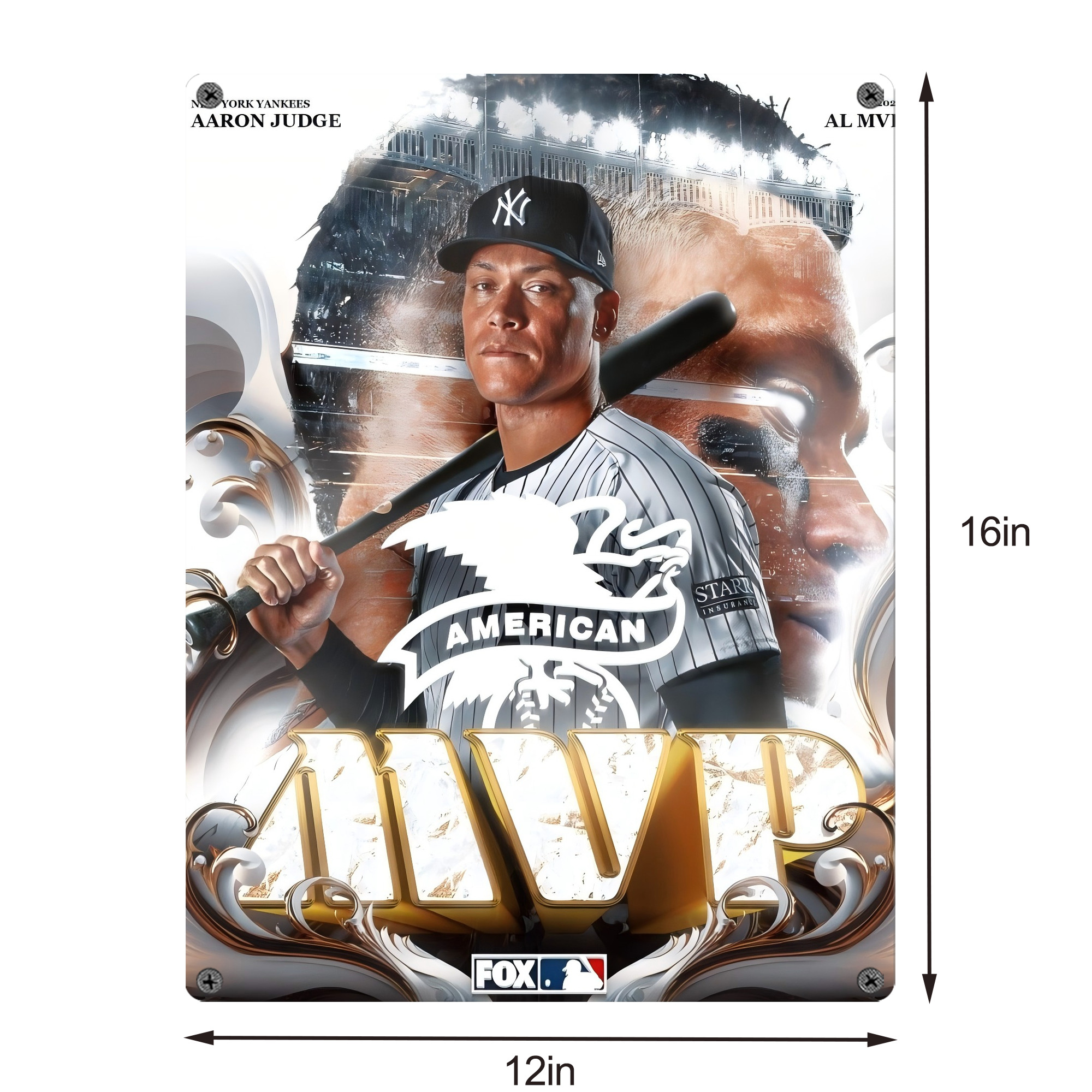 Aaron Judge MVP Vintage Metal Tin Sign 12x16inch – Retro Wall Art Decor For Home, Bar, Kitchen, Bedroom, Office – Durable Iron Sheet Poster, Easy To Hang, Full-Color Printing
