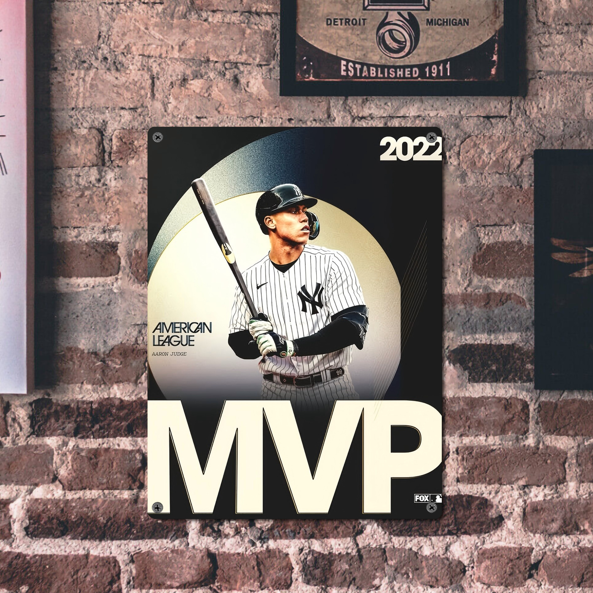 Aaron Judge MVP Vintage Metal Tin Sign 12x16inch – Retro Wall Art Decor For Home, Bar, Kitchen, Bedroom, Office – Durable Iron Sheet Poster, Easy To Hang, Full-Color Printing