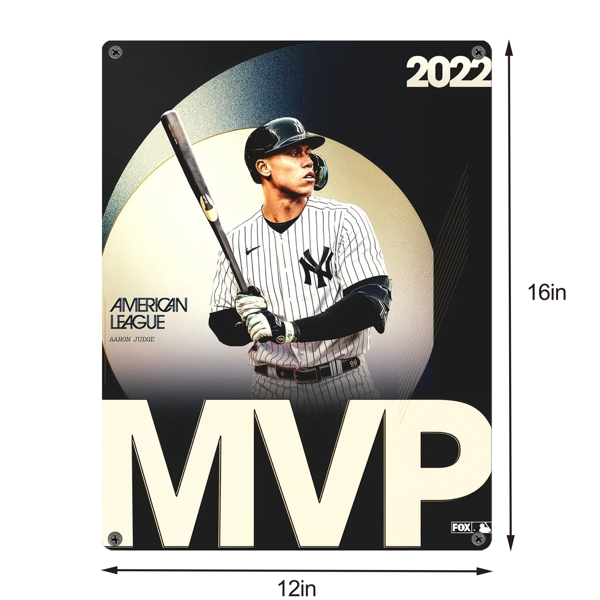 Aaron Judge MVP Vintage Metal Tin Sign 12x16inch – Retro Wall Art Decor For Home, Bar, Kitchen, Bedroom, Office – Durable Iron Sheet Poster, Easy To Hang, Full-Color Printing