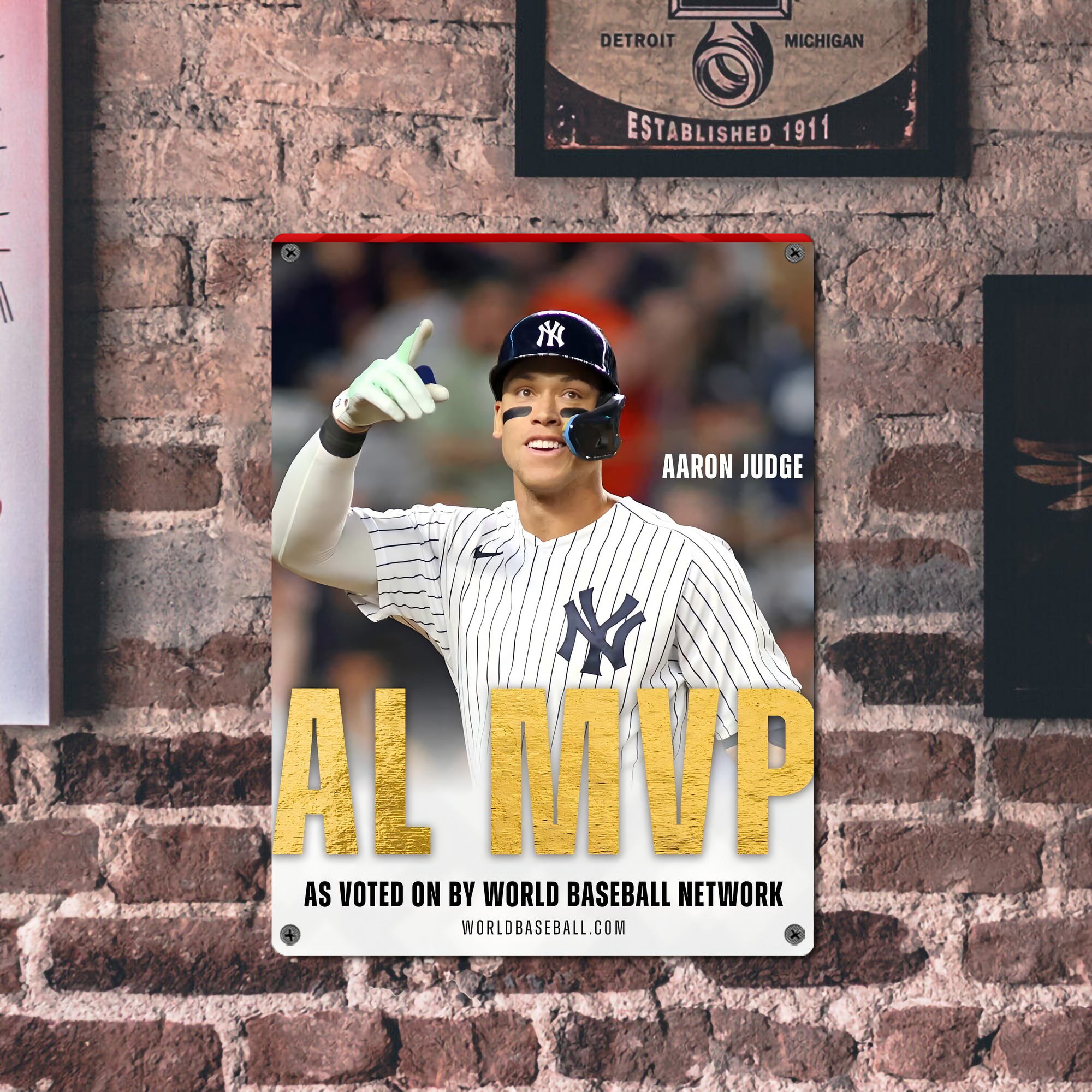 Aaron Judge MVP Vintage Metal Tin Sign 12x16inch – Retro Wall Art Decor For Home, Bar, Kitchen, Bedroom, Office – Durable Iron Sheet Poster, Easy To Hang, Full-Color Printing