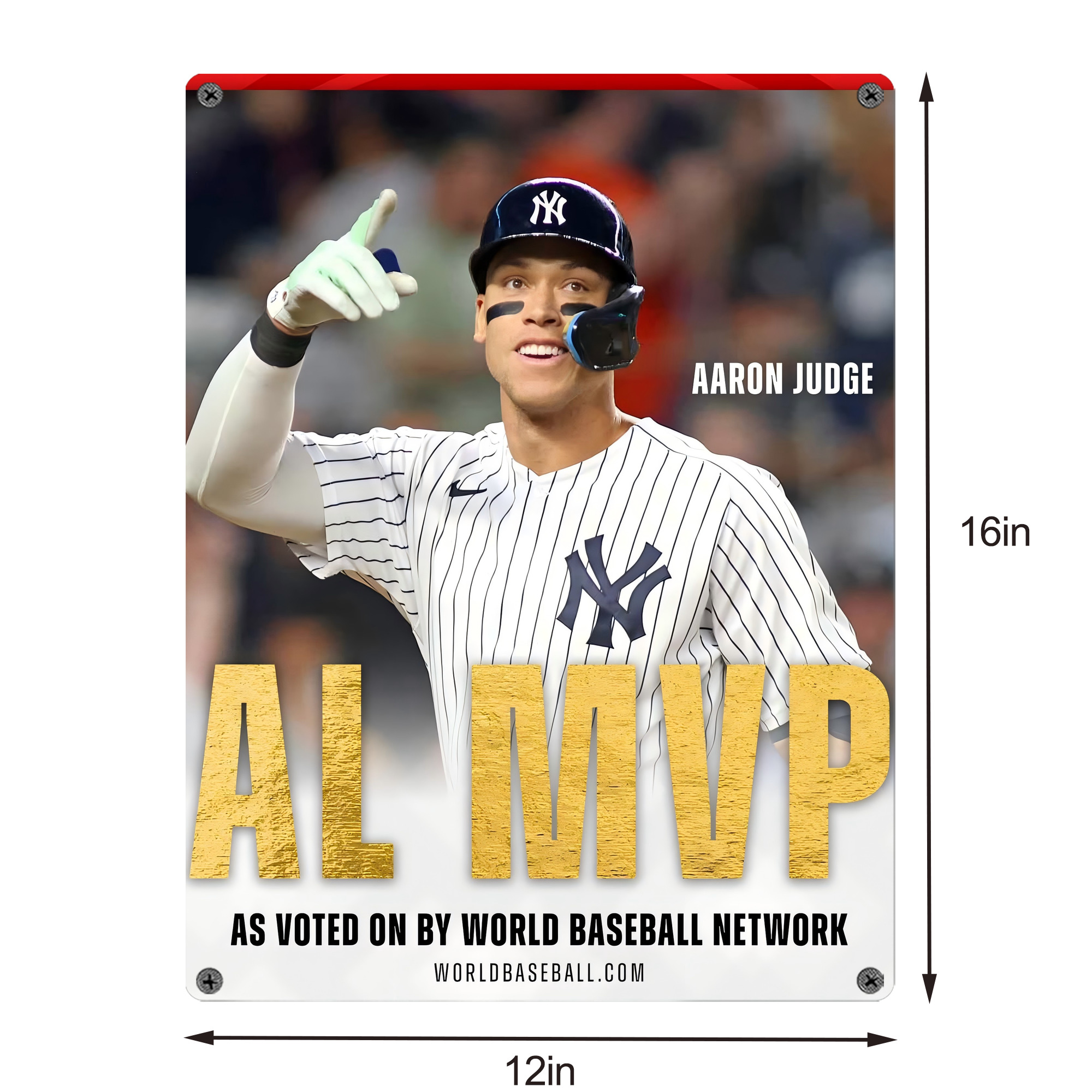 Aaron Judge MVP Vintage Metal Tin Sign 12x16inch – Retro Wall Art Decor For Home, Bar, Kitchen, Bedroom, Office – Durable Iron Sheet Poster, Easy To Hang, Full-Color Printing