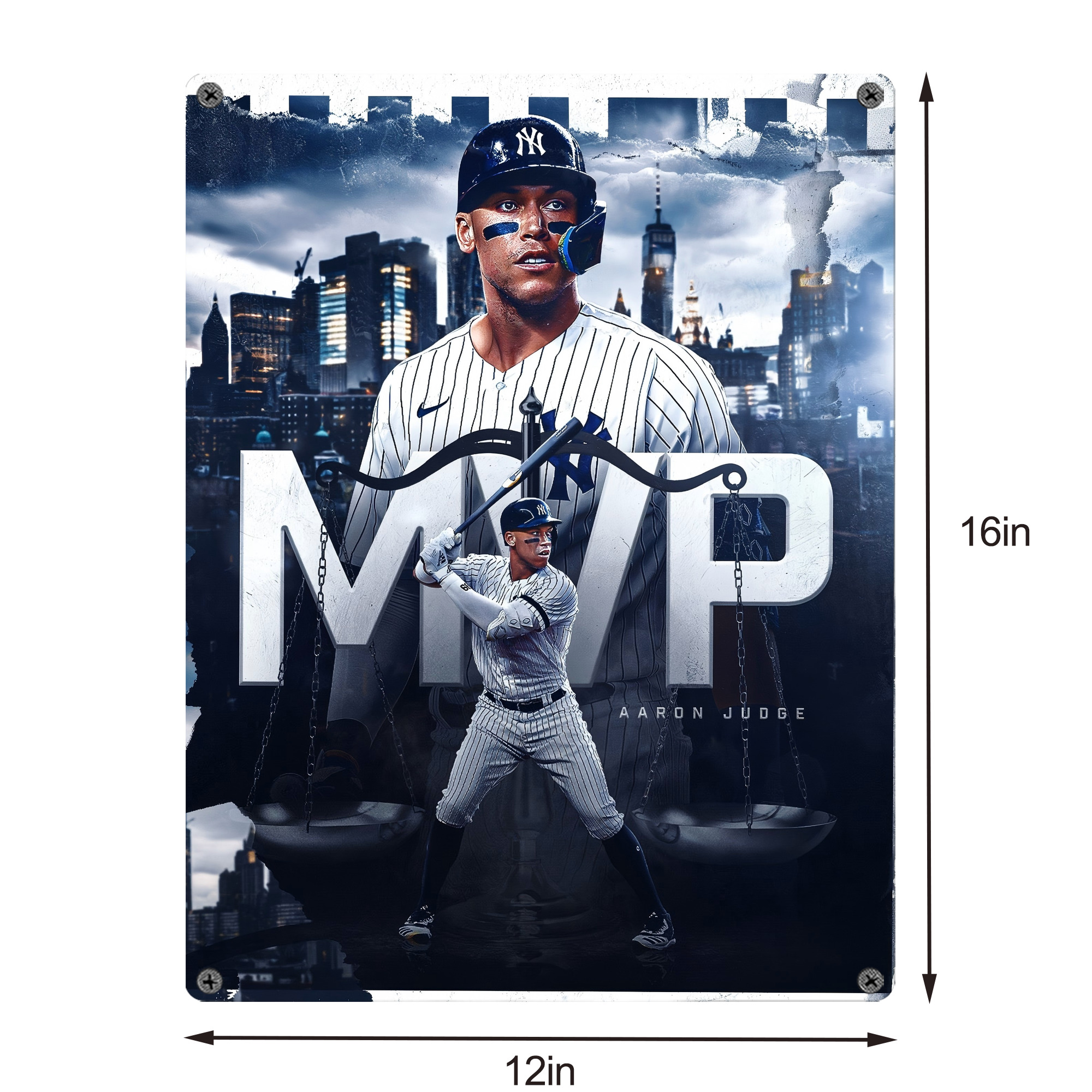 Aaron Judge MVP Vintage Metal Tin Sign 12x16inch – Retro Wall Art Decor For Home, Bar, Kitchen, Bedroom, Office – Durable Iron Sheet Poster, Easy To Hang, Full-Color Printing