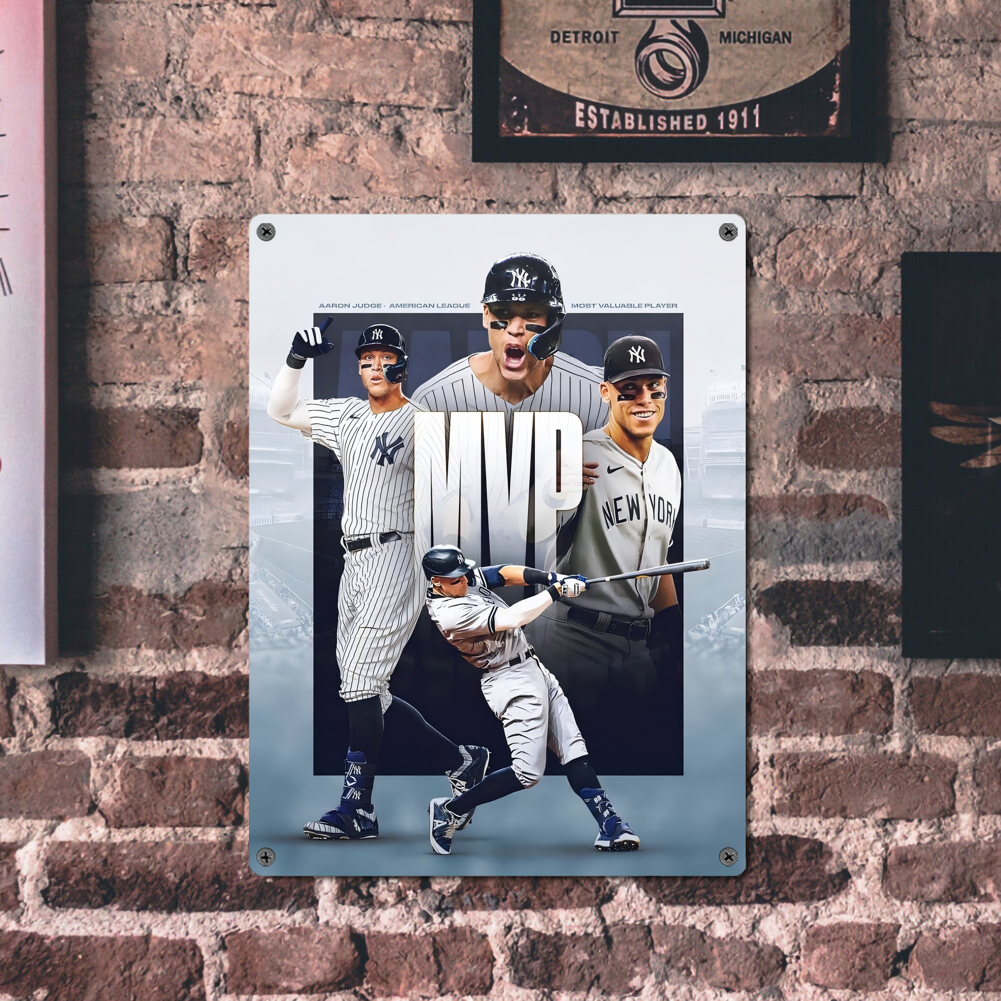 Aaron Judge MVP Vintage Metal Tin Sign 12x16inch – Retro Wall Art Decor For Home, Bar, Kitchen, Bedroom, Office – Durable Iron Sheet Poster, Easy To Hang, Full-Color Printing
