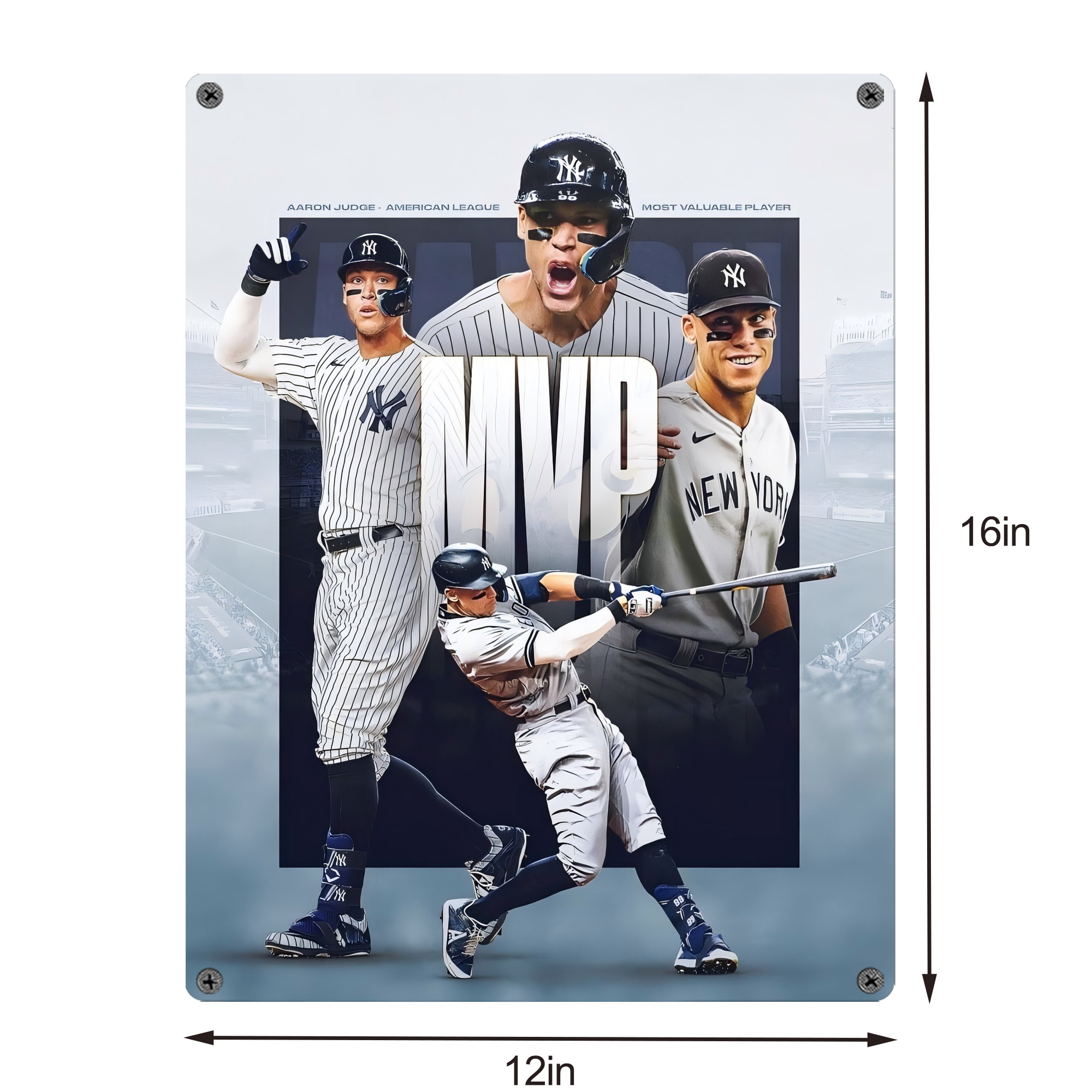 Aaron Judge MVP Vintage Metal Tin Sign 12x16inch – Retro Wall Art Decor For Home, Bar, Kitchen, Bedroom, Office – Durable Iron Sheet Poster, Easy To Hang, Full-Color Printing
