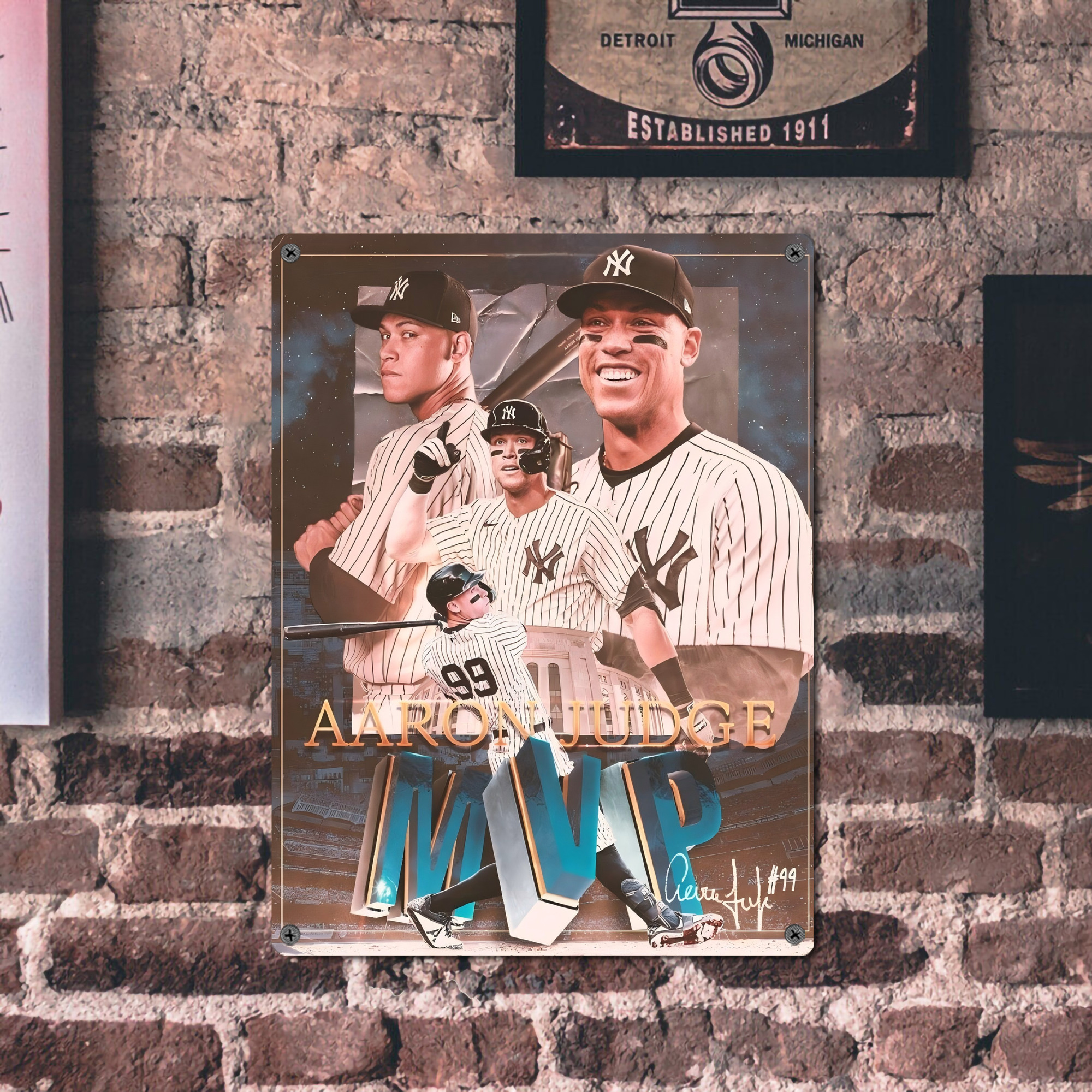 Aaron Judge MVP Vintage Metal Tin Sign 12x16inch – Retro Wall Art Decor For Home, Bar, Kitchen, Bedroom, Office – Durable Iron Sheet Poster, Easy To Hang, Full-Color Printing