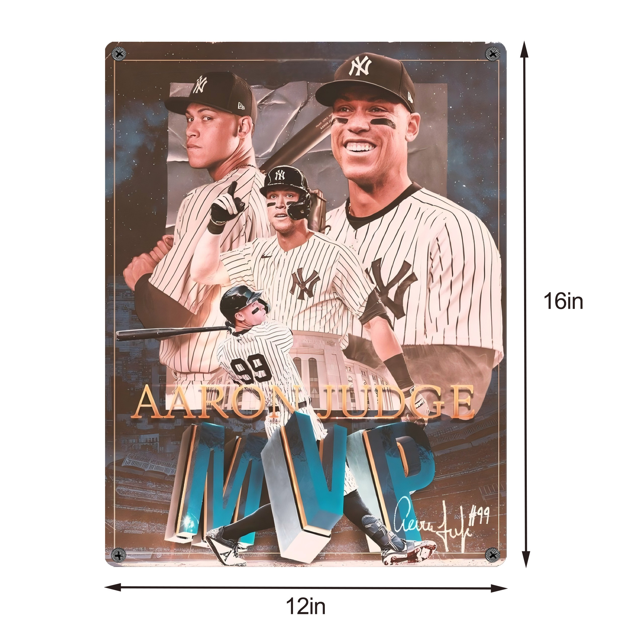 Aaron Judge MVP Vintage Metal Tin Sign 12x16inch – Retro Wall Art Decor For Home, Bar, Kitchen, Bedroom, Office – Durable Iron Sheet Poster, Easy To Hang, Full-Color Printing