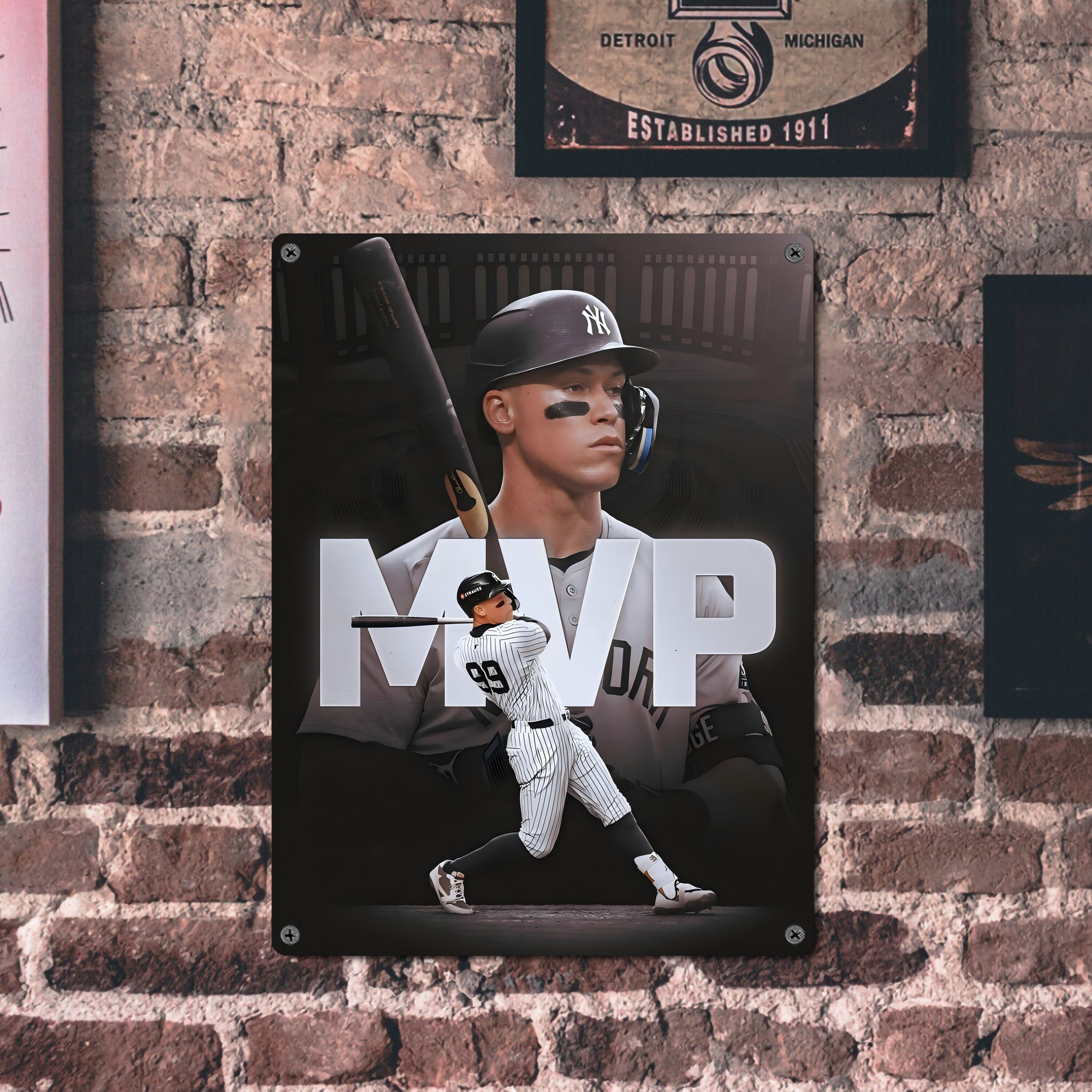 Aaron Judge MVP Vintage Metal Tin Sign 12x16inch – Retro Wall Art Decor For Home, Bar, Kitchen, Bedroom, Office – Durable Iron Sheet Poster, Easy To Hang, Full-Color Printing