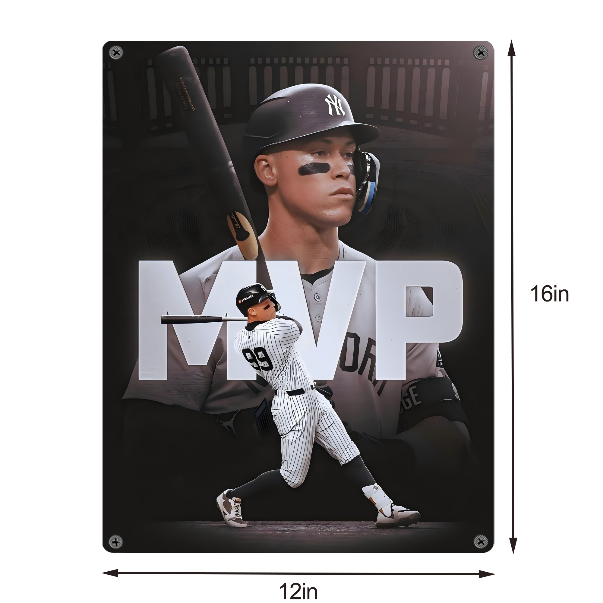 Aaron Judge MVP Vintage Metal Tin Sign 12x16inch – Retro Wall Art Decor For Home, Bar, Kitchen, Bedroom, Office – Durable Iron Sheet Poster, Easy To Hang, Full-Color Printing