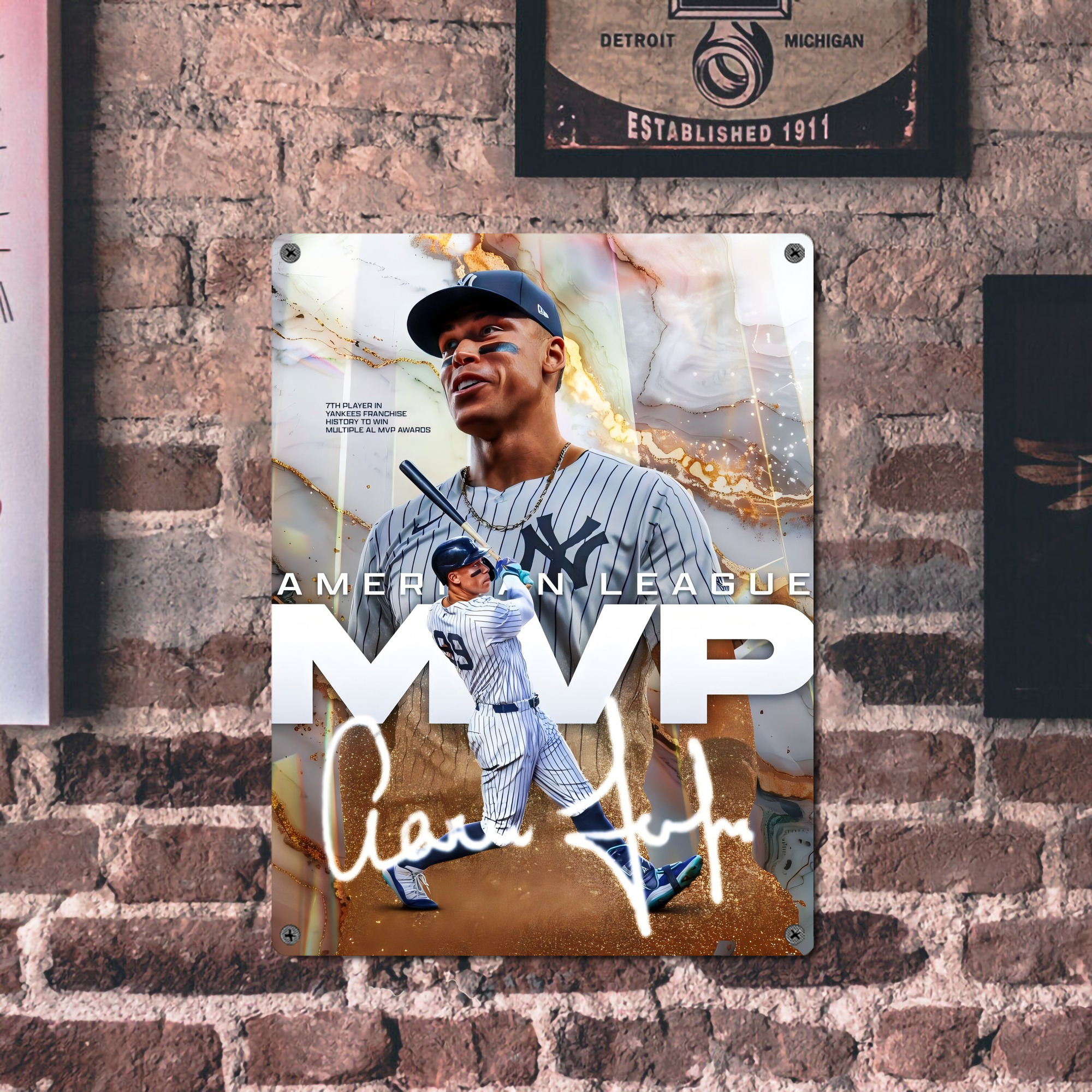 Aaron Judge MVP Vintage Metal Tin Sign 12x16inch – Retro Wall Art Decor For Home, Bar, Kitchen, Bedroom, Office – Durable Iron Sheet Poster, Easy To Hang, Full-Color Printing