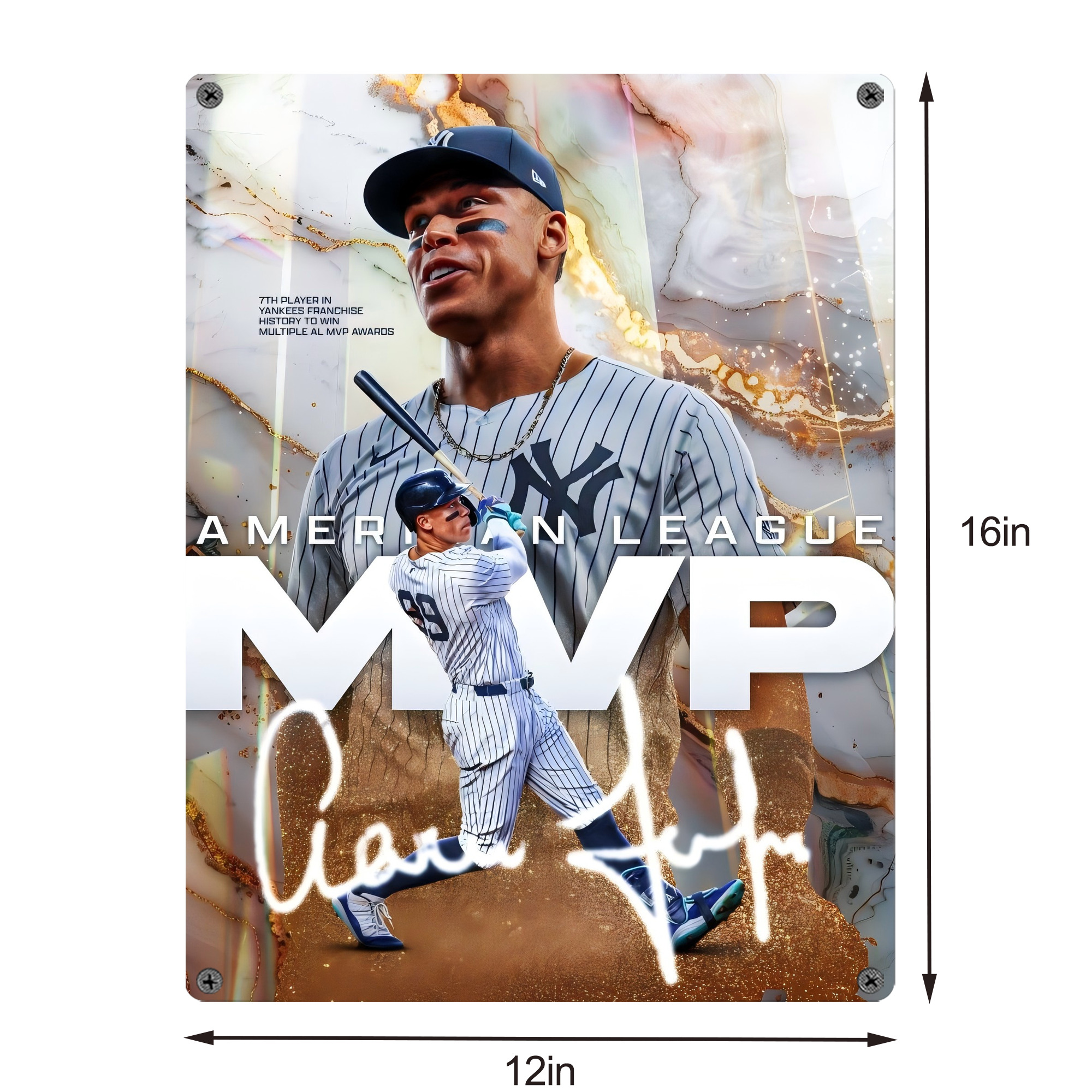 Aaron Judge MVP Vintage Metal Tin Sign 12x16inch – Retro Wall Art Decor For Home, Bar, Kitchen, Bedroom, Office – Durable Iron Sheet Poster, Easy To Hang, Full-Color Printing