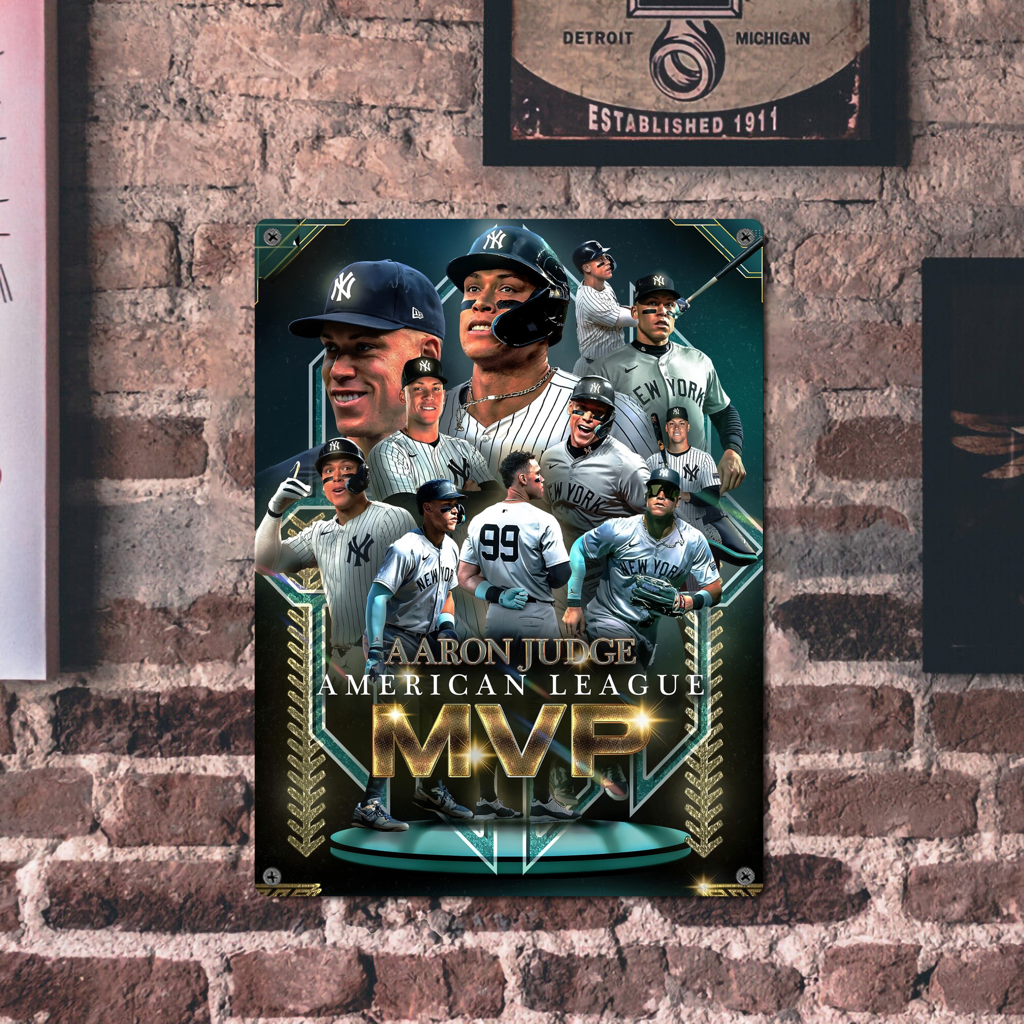 Aaron Judge MVP Vintage Metal Tin Sign 12x16inch – Retro Wall Art Decor For Home, Bar, Kitchen, Bedroom, Office – Durable Iron Sheet Poster, Easy To Hang, Full-Color Printing