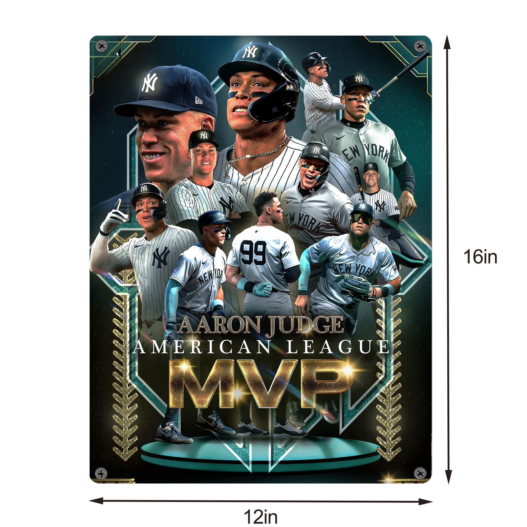 Aaron Judge MVP Vintage Metal Tin Sign 12x16inch – Retro Wall Art Decor For Home, Bar, Kitchen, Bedroom, Office – Durable Iron Sheet Poster, Easy To Hang, Full-Color Printing
