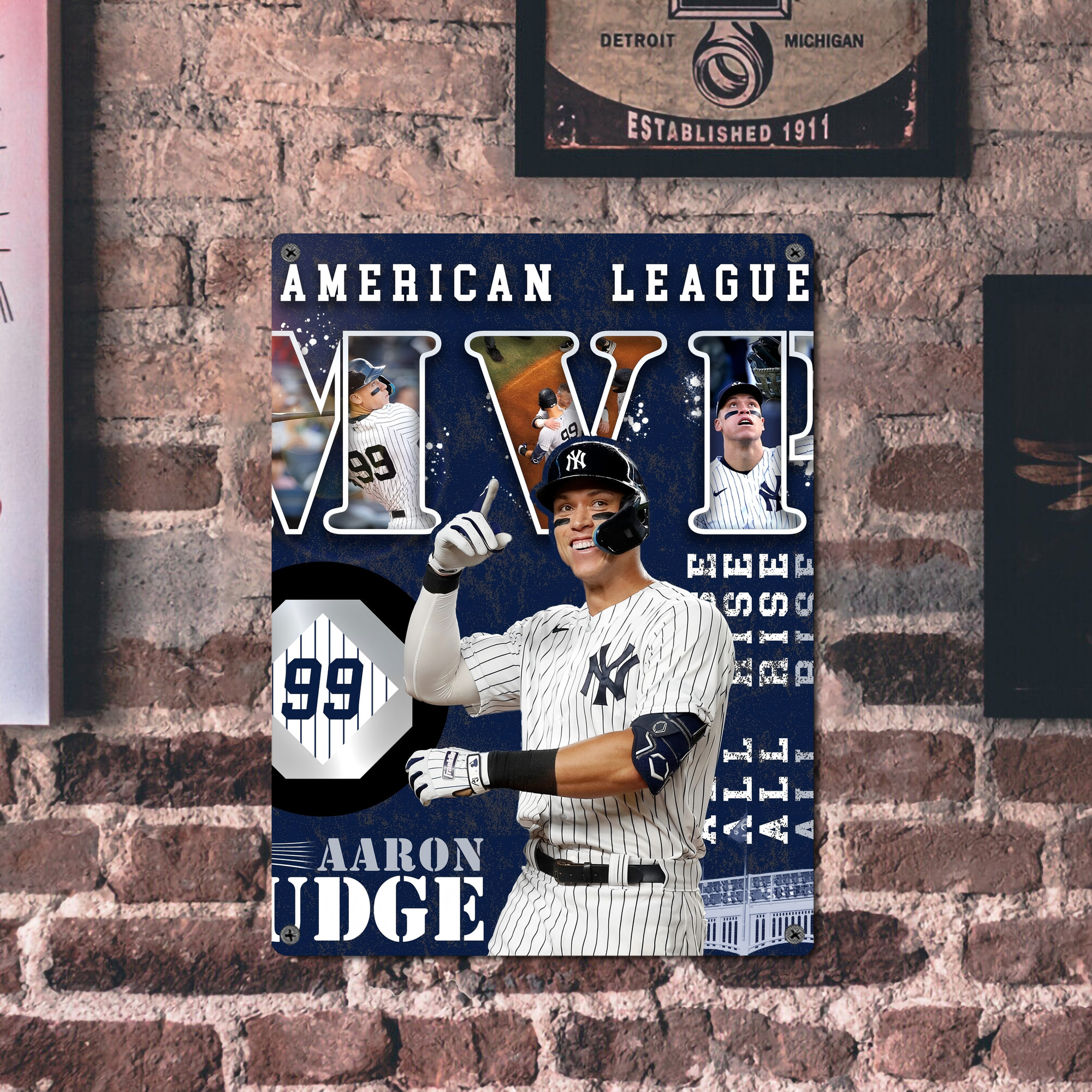 Aaron Judge MVP Vintage Metal Tin Sign 12x16inch – Retro Wall Art Decor For Home, Bar, Kitchen, Bedroom, Office – Durable Iron Sheet Poster, Easy To Hang, Full-Color Printing