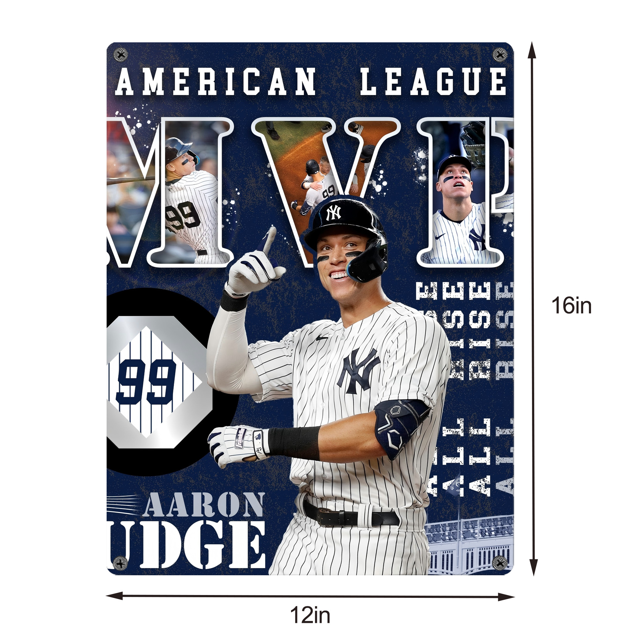 Aaron Judge MVP Vintage Metal Tin Sign 12x16inch – Retro Wall Art Decor For Home, Bar, Kitchen, Bedroom, Office – Durable Iron Sheet Poster, Easy To Hang, Full-Color Printing