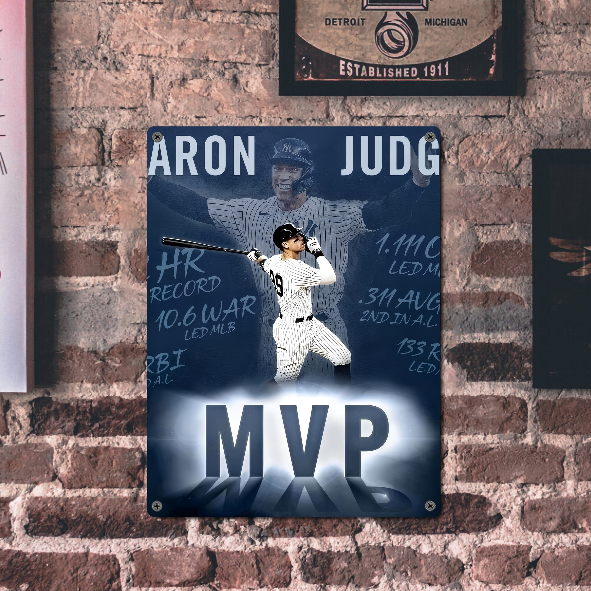 Aaron Judge MVP Vintage Metal Tin Sign 12x16inch – Retro Wall Art Decor For Home, Bar, Kitchen, Bedroom, Office – Durable Iron Sheet Poster, Easy To Hang, Full-Color Printing