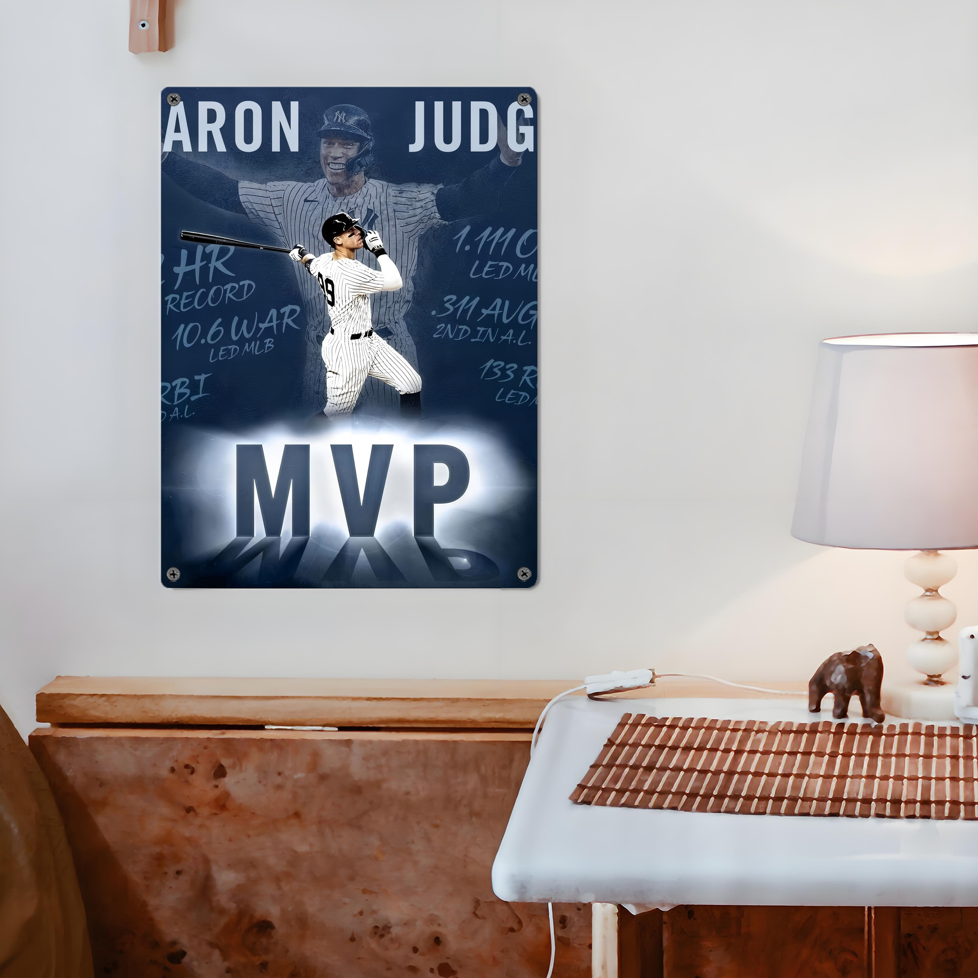 Aaron Judge MVP Vintage Metal Tin Sign 12x16inch – Retro Wall Art Decor For Home, Bar, Kitchen, Bedroom, Office – Durable Iron Sheet Poster, Easy To Hang, Full-Color Printing