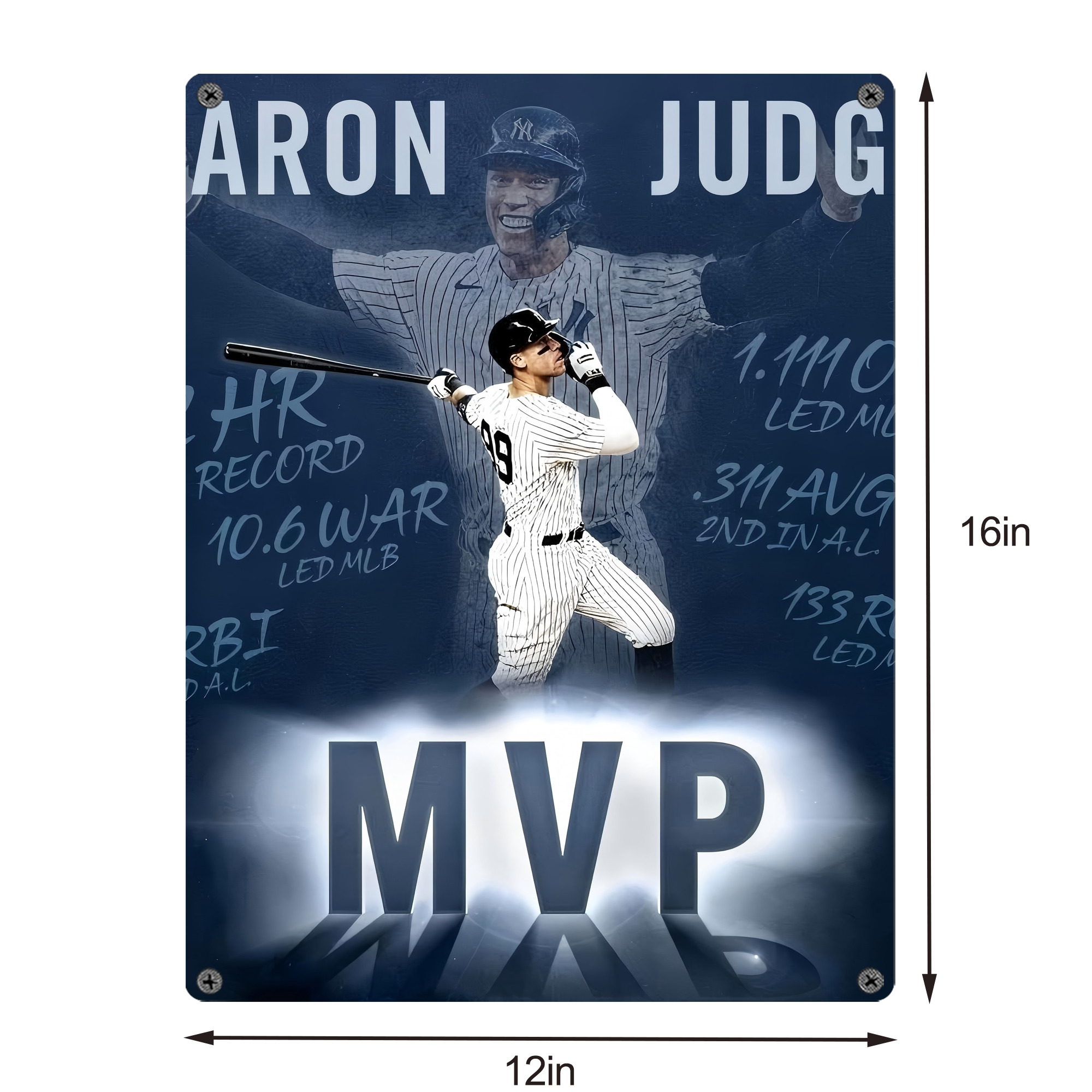 Aaron Judge MVP Vintage Metal Tin Sign 12x16inch – Retro Wall Art Decor For Home, Bar, Kitchen, Bedroom, Office – Durable Iron Sheet Poster, Easy To Hang, Full-Color Printing