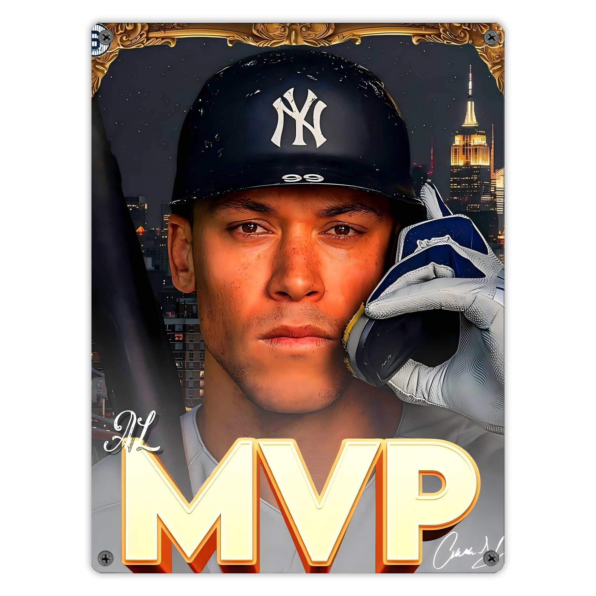 Aaron Judge MVP Vintage Metal Tin Sign 12x16inch – Retro Wall Art Decor For Home, Bar, Kitchen, Bedroom, Office – Durable Iron Sheet Poster, Easy To Hang, Full-Color Printing