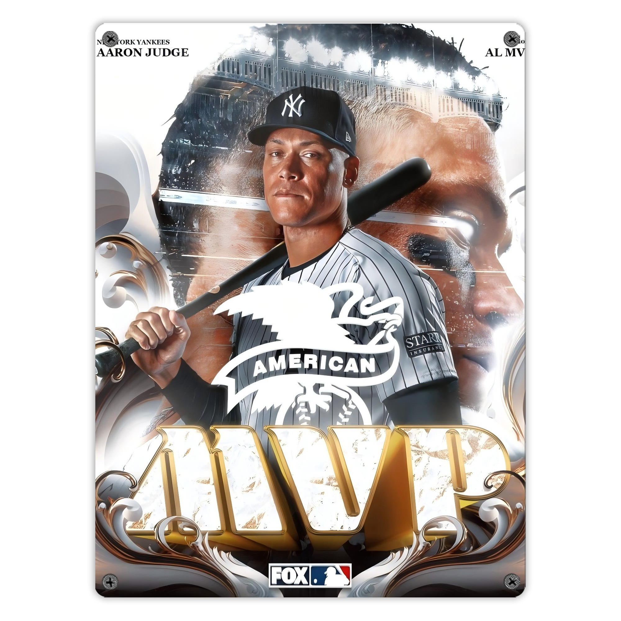 Aaron Judge MVP Vintage Metal Tin Sign 12x16inch – Retro Wall Art Decor For Home, Bar, Kitchen, Bedroom, Office – Durable Iron Sheet Poster, Easy To Hang, Full-Color Printing