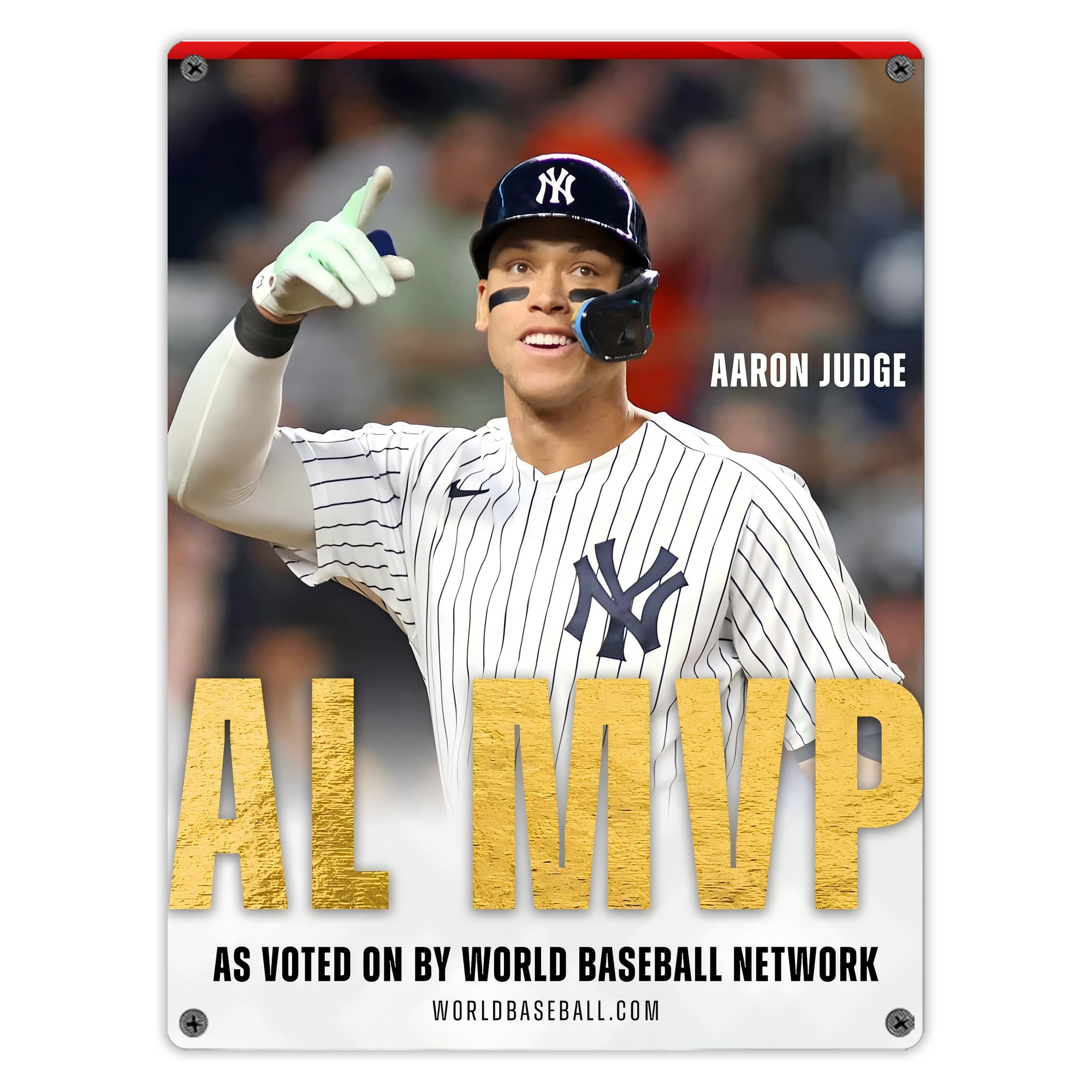 Aaron Judge MVP Vintage Metal Tin Sign 12x16inch – Retro Wall Art Decor For Home, Bar, Kitchen, Bedroom, Office – Durable Iron Sheet Poster, Easy To Hang, Full-Color Printing