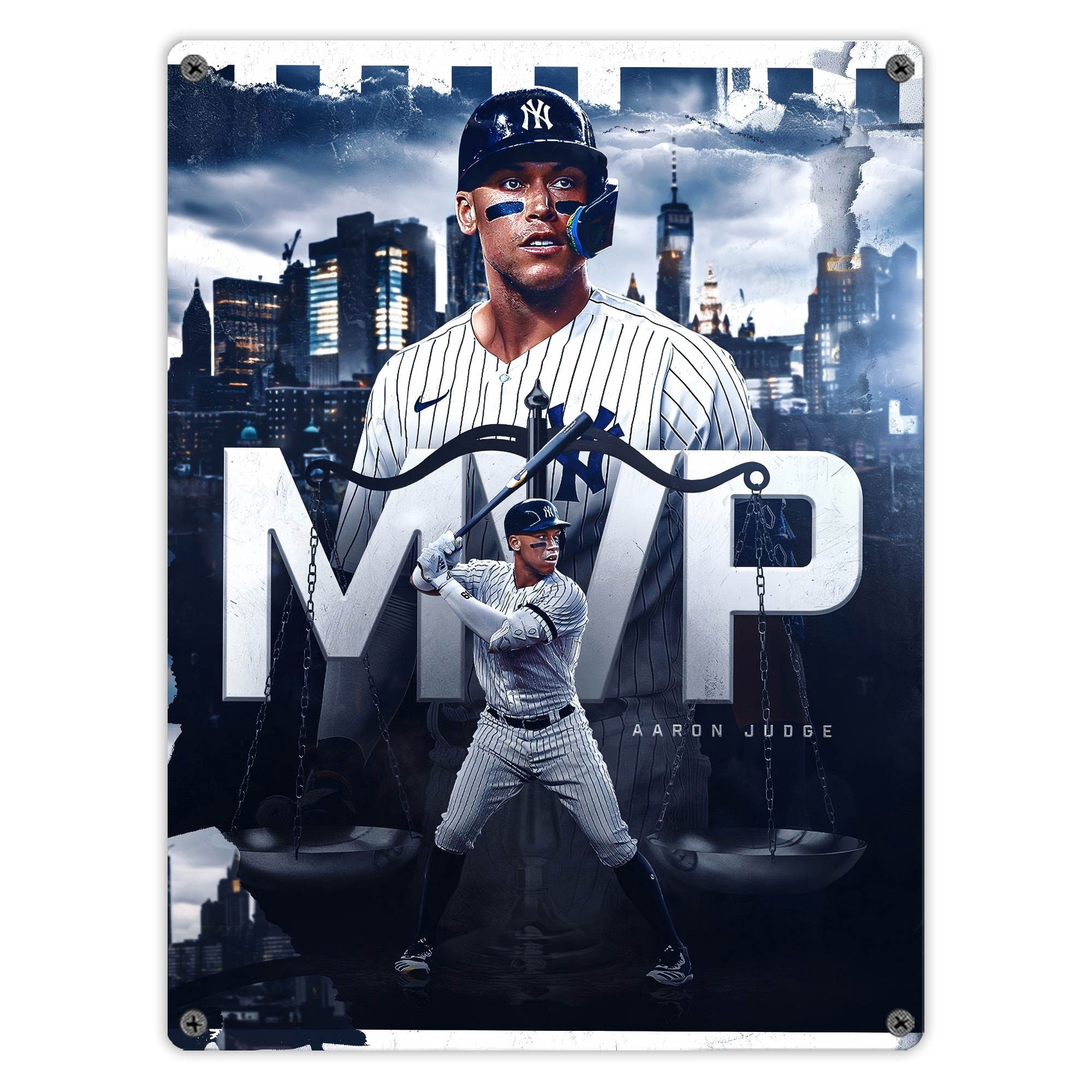 Aaron Judge MVP Vintage Metal Tin Sign 12x16inch – Retro Wall Art Decor For Home, Bar, Kitchen, Bedroom, Office – Durable Iron Sheet Poster, Easy To Hang, Full-Color Printing