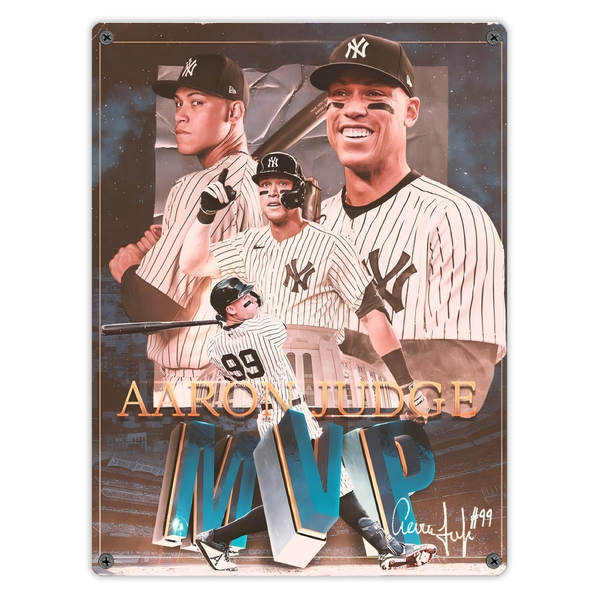 Aaron Judge MVP Vintage Metal Tin Sign 12x16inch – Retro Wall Art Decor For Home, Bar, Kitchen, Bedroom, Office – Durable Iron Sheet Poster, Easy To Hang, Full-Color Printing