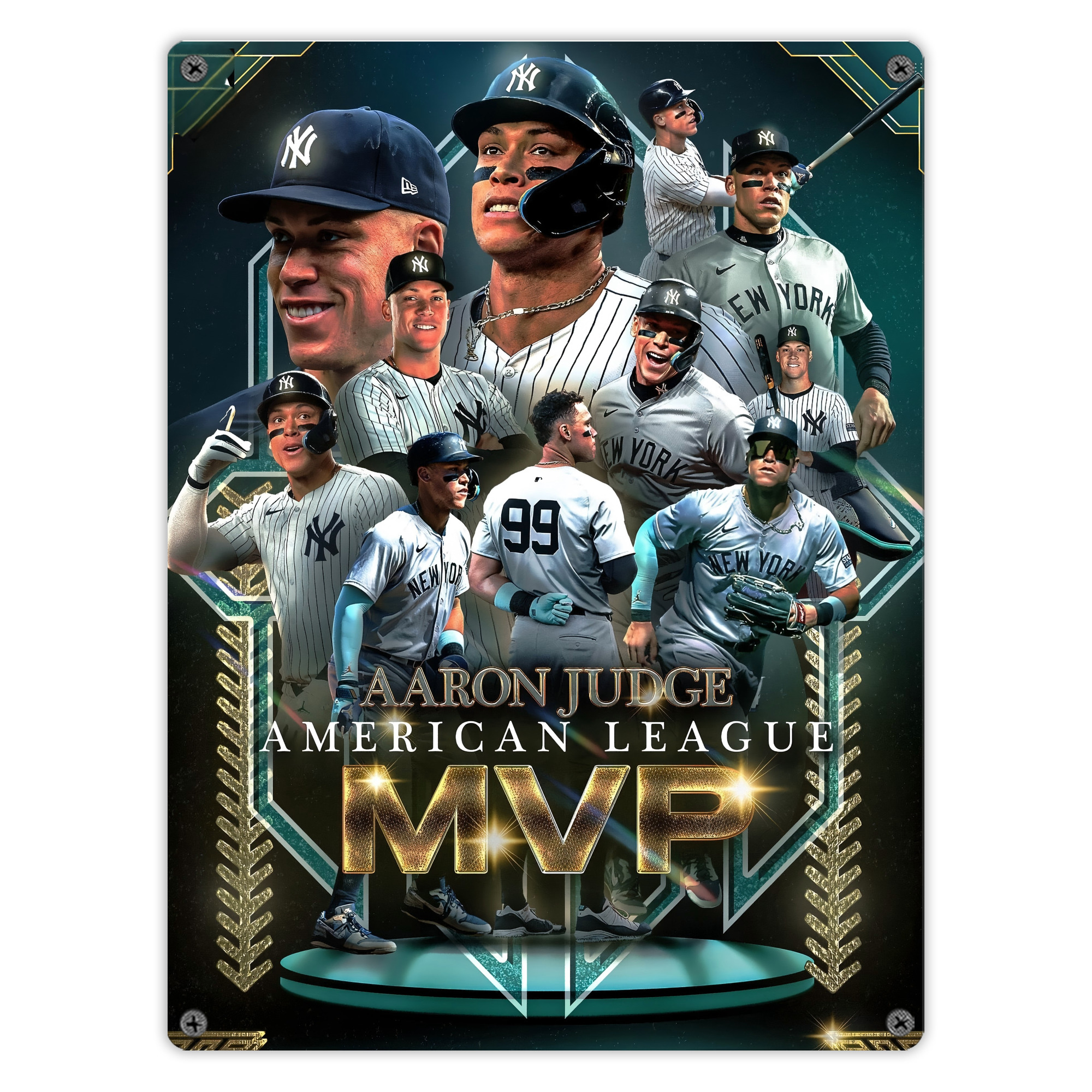 Aaron Judge MVP Vintage Metal Tin Sign 12x16inch – Retro Wall Art Decor For Home, Bar, Kitchen, Bedroom, Office – Durable Iron Sheet Poster, Easy To Hang, Full-Color Printing