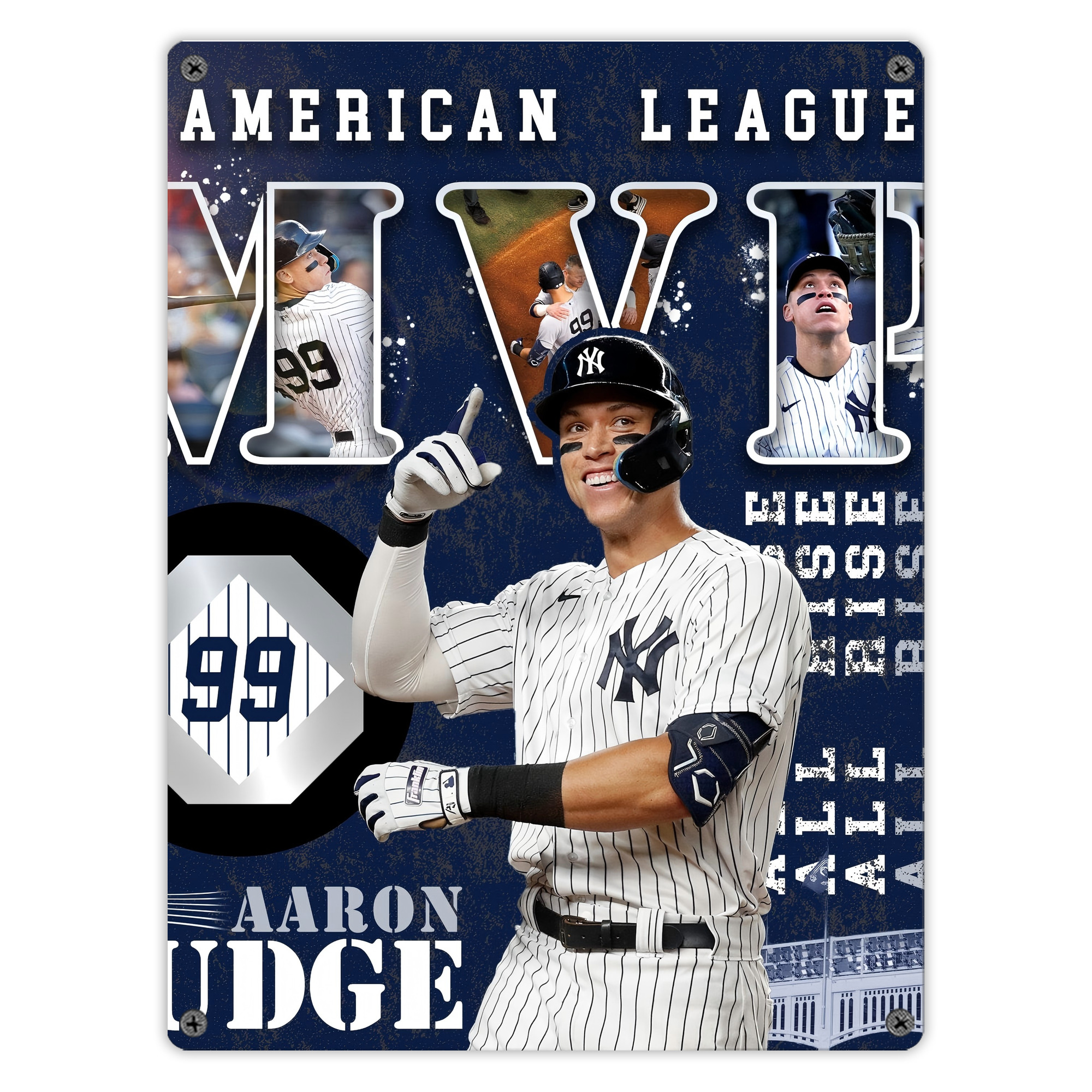 Aaron Judge MVP Vintage Metal Tin Sign 12x16inch – Retro Wall Art Decor For Home, Bar, Kitchen, Bedroom, Office – Durable Iron Sheet Poster, Easy To Hang, Full-Color Printing