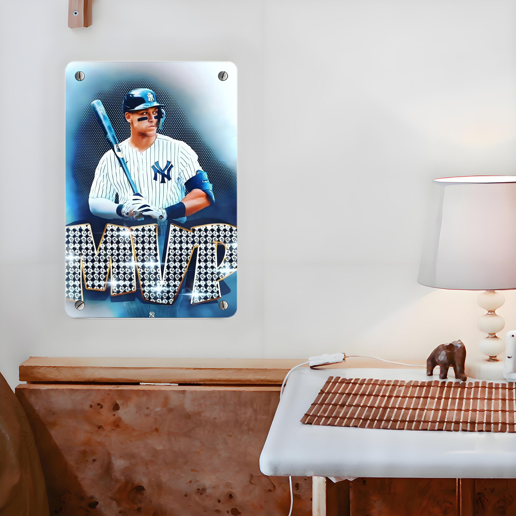 Aaron Judge MVP Metal Tin Sign 8x12inch - High-Quality Full-Print Decorative Wall Art, Durable Rust-Resistant Metal Plaque For Living Room, Bedroom, Kitchen, Office, Bar Décor