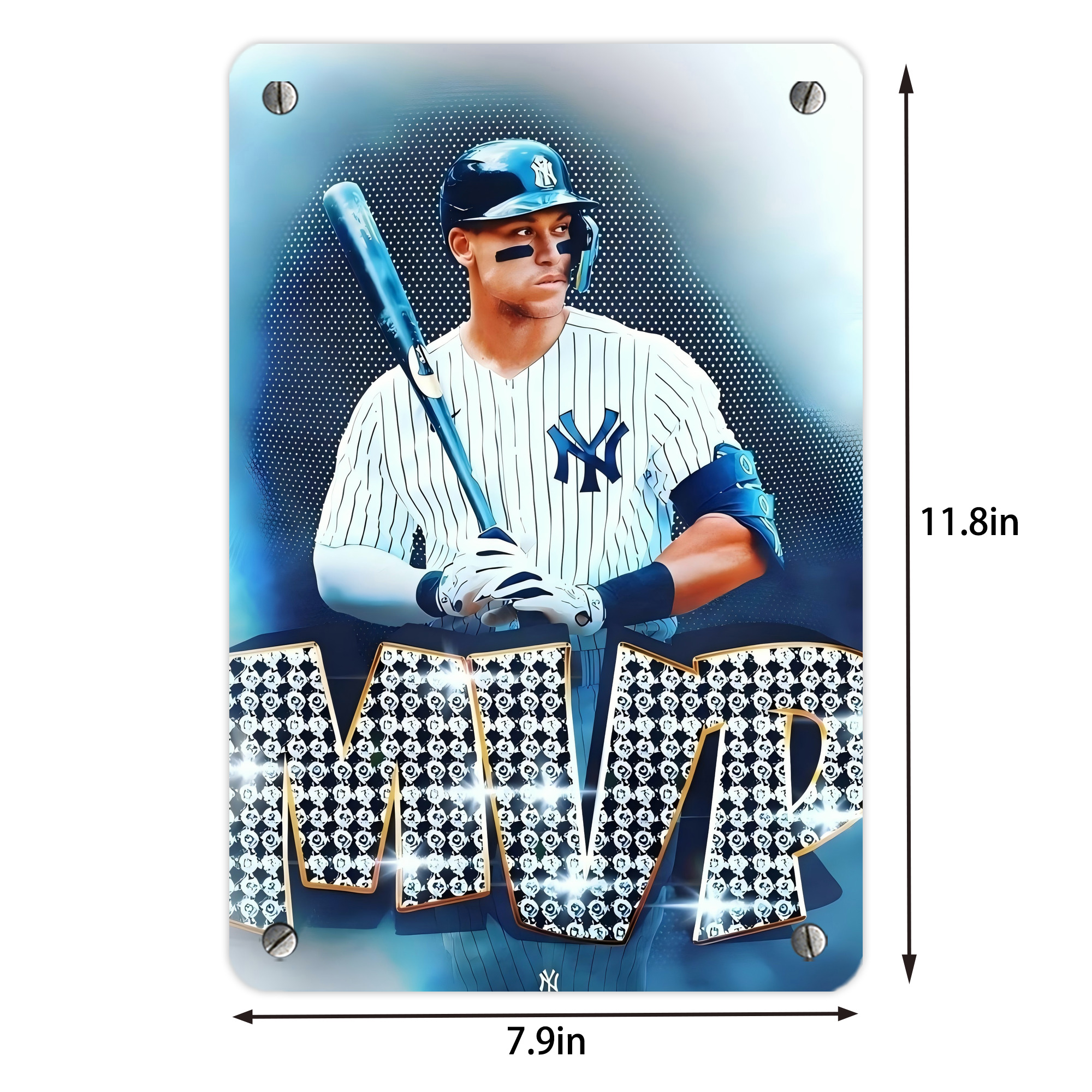 Aaron Judge MVP Metal Tin Sign 8x12inch - High-Quality Full-Print Decorative Wall Art, Durable Rust-Resistant Metal Plaque For Living Room, Bedroom, Kitchen, Office, Bar Décor