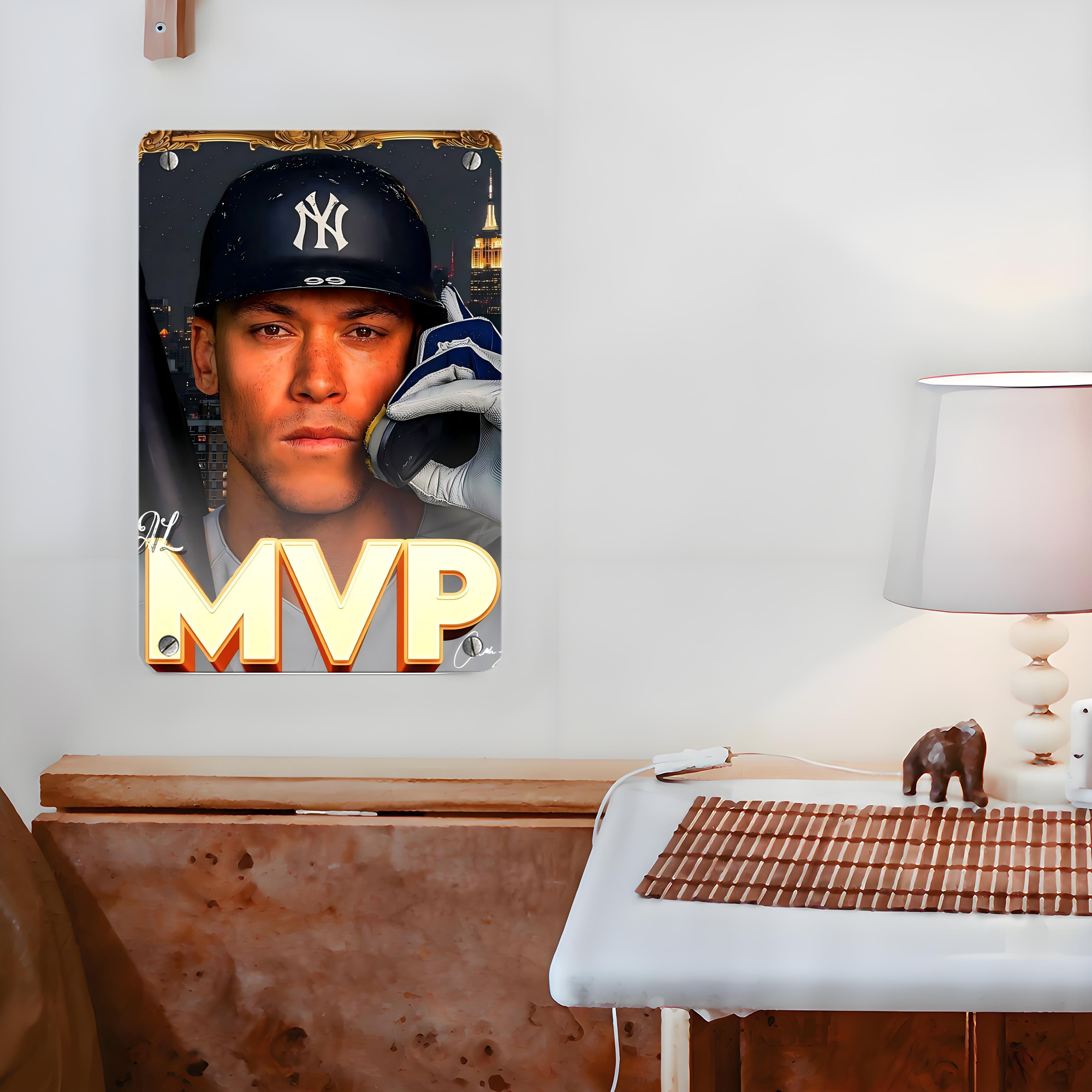 Aaron Judge MVP Metal Tin Sign 8x12inch - High-Quality Full-Print Decorative Wall Art, Durable Rust-Resistant Metal Plaque For Living Room, Bedroom, Kitchen, Office, Bar Décor