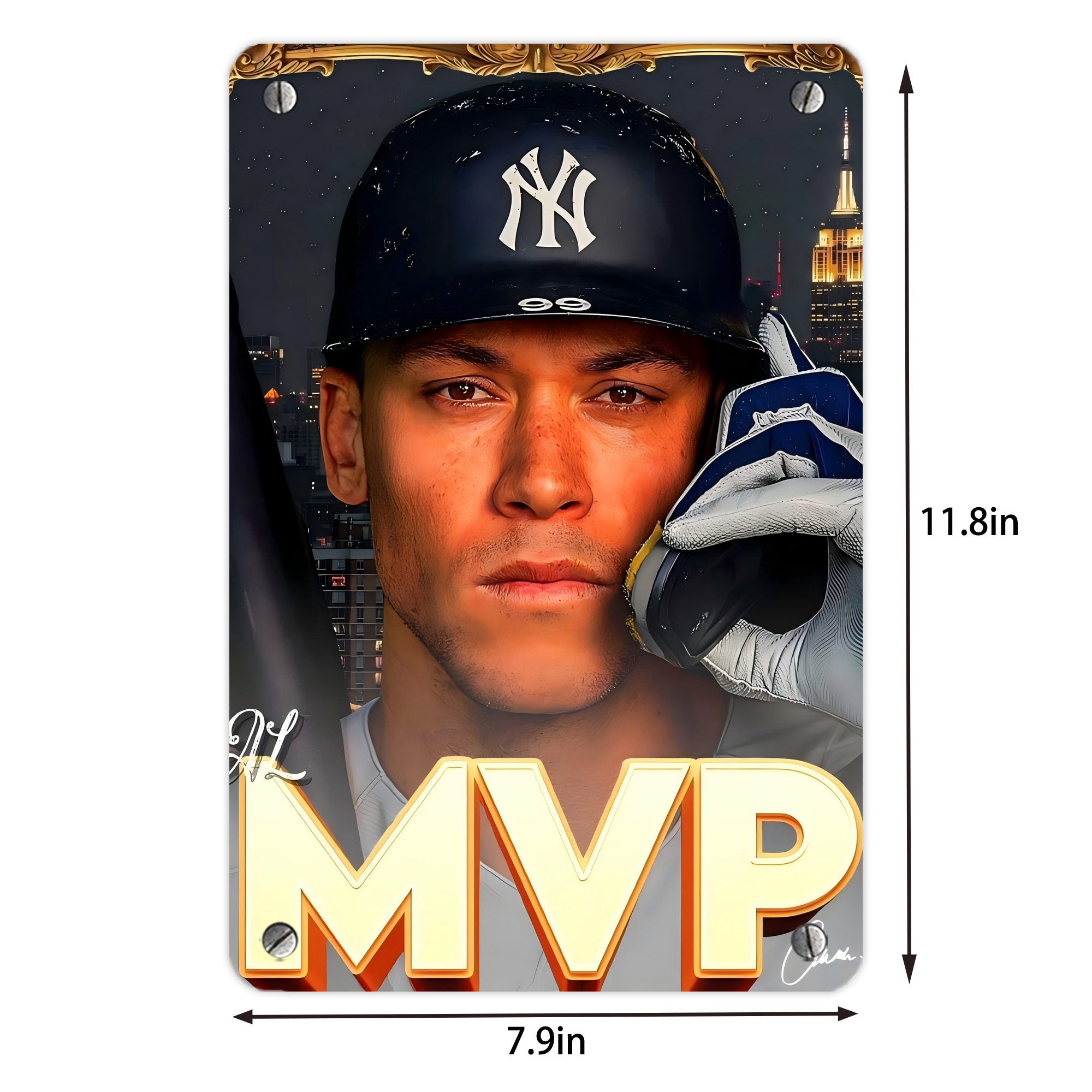 Aaron Judge MVP Metal Tin Sign 8x12inch - High-Quality Full-Print Decorative Wall Art, Durable Rust-Resistant Metal Plaque For Living Room, Bedroom, Kitchen, Office, Bar Décor