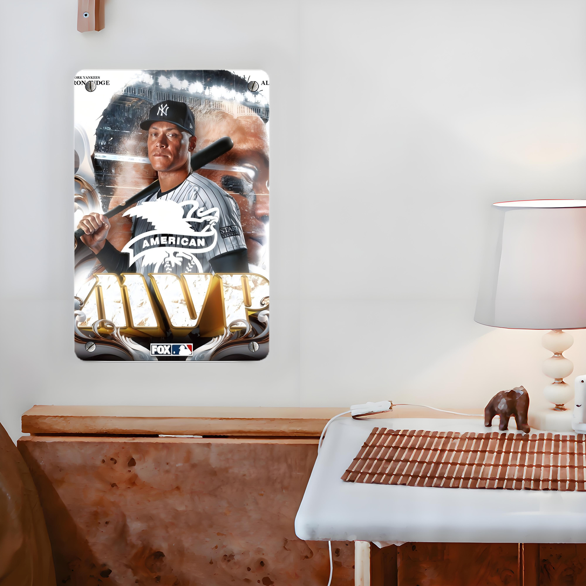 Aaron Judge MVP Metal Tin Sign 8x12inch - High-Quality Full-Print Decorative Wall Art, Durable Rust-Resistant Metal Plaque For Living Room, Bedroom, Kitchen, Office, Bar Décor