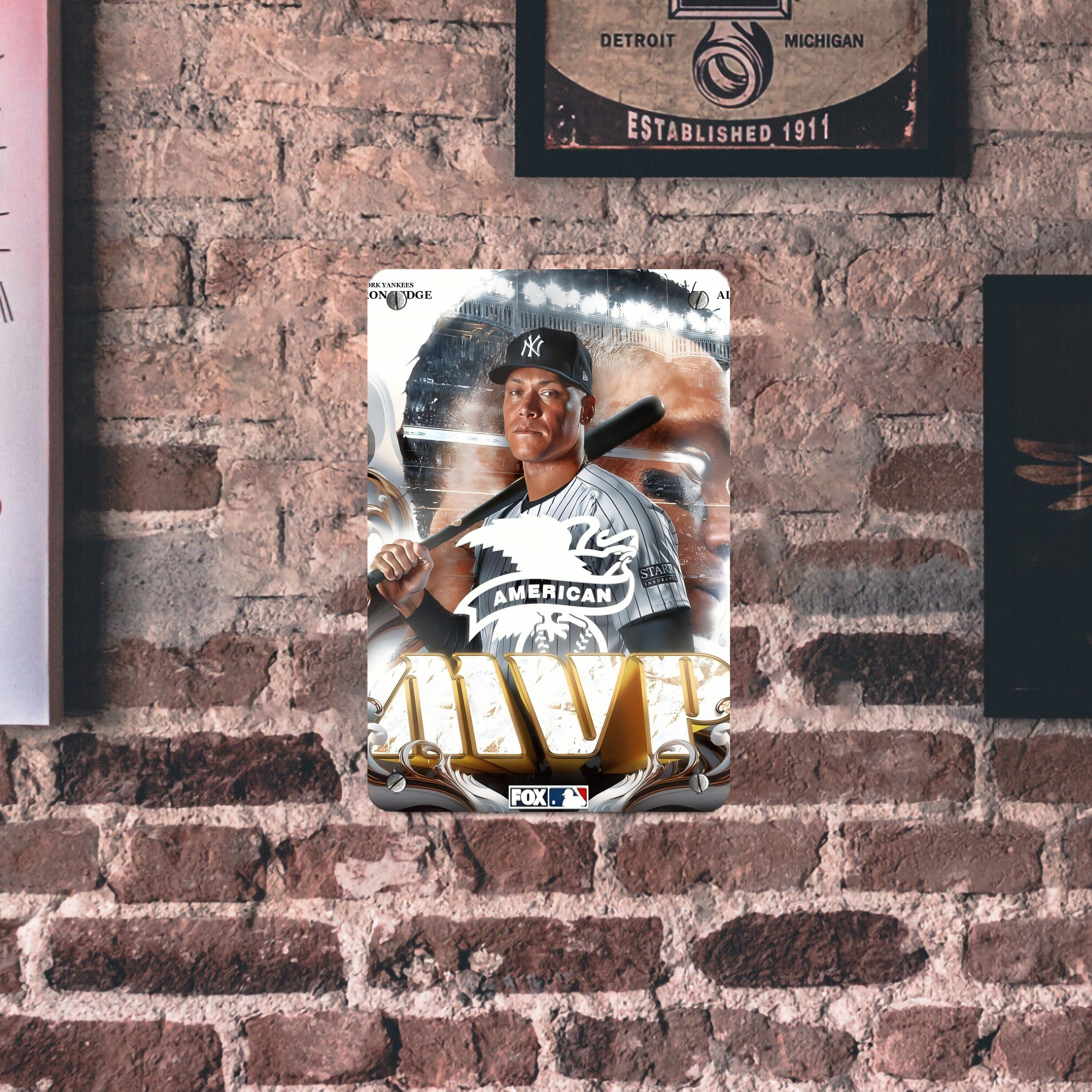 Aaron Judge MVP Metal Tin Sign 8x12inch - High-Quality Full-Print Decorative Wall Art, Durable Rust-Resistant Metal Plaque For Living Room, Bedroom, Kitchen, Office, Bar Décor