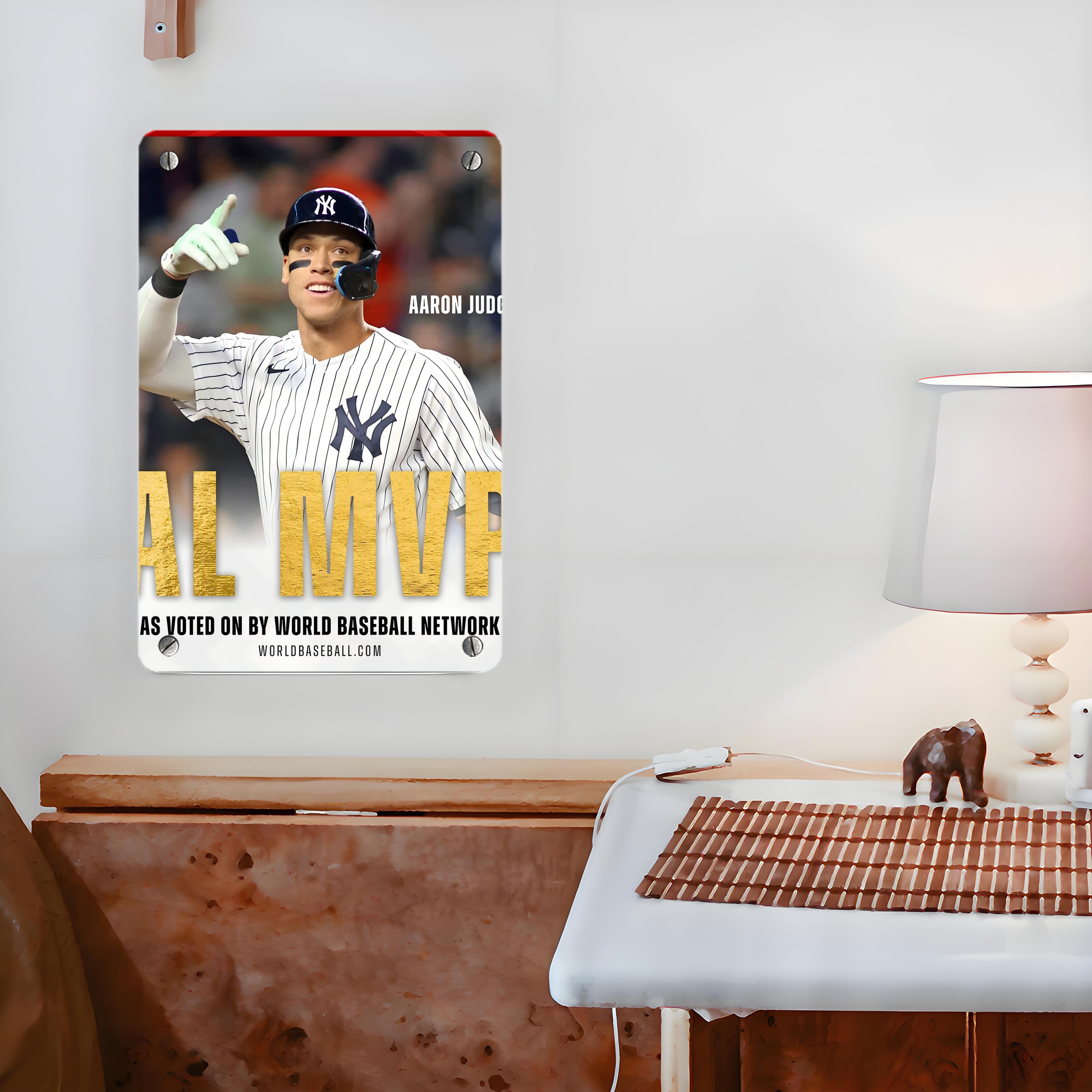 Aaron Judge MVP Metal Tin Sign 8x12inch - High-Quality Full-Print Decorative Wall Art, Durable Rust-Resistant Metal Plaque For Living Room, Bedroom, Kitchen, Office, Bar Décor