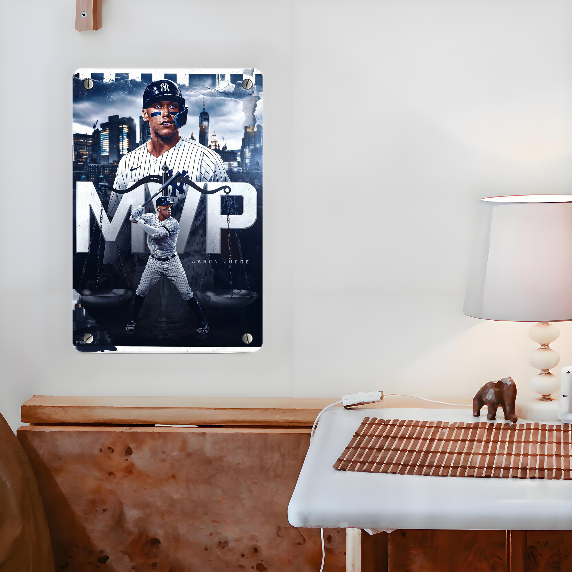 Aaron Judge MVP Metal Tin Sign 8x12inch - High-Quality Full-Print Decorative Wall Art, Durable Rust-Resistant Metal Plaque For Living Room, Bedroom, Kitchen, Office, Bar Décor