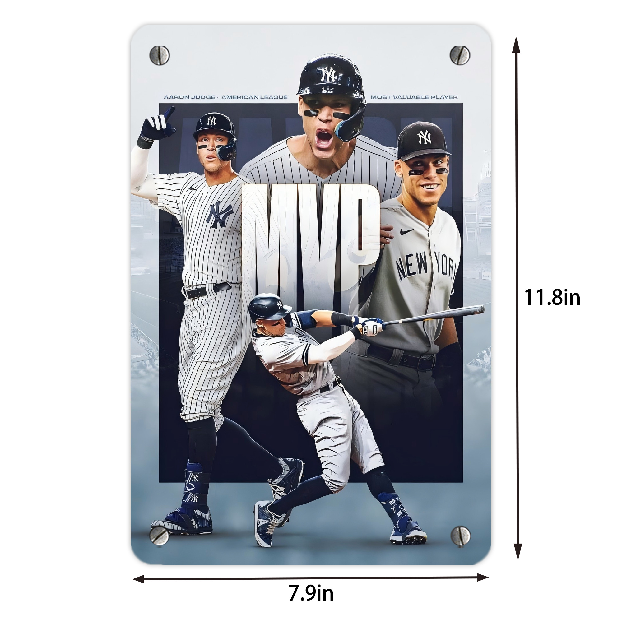 Aaron Judge MVP Metal Tin Sign 8x12inch - High-Quality Full-Print Decorative Wall Art, Durable Rust-Resistant Metal Plaque For Living Room, Bedroom, Kitchen, Office, Bar Décor
