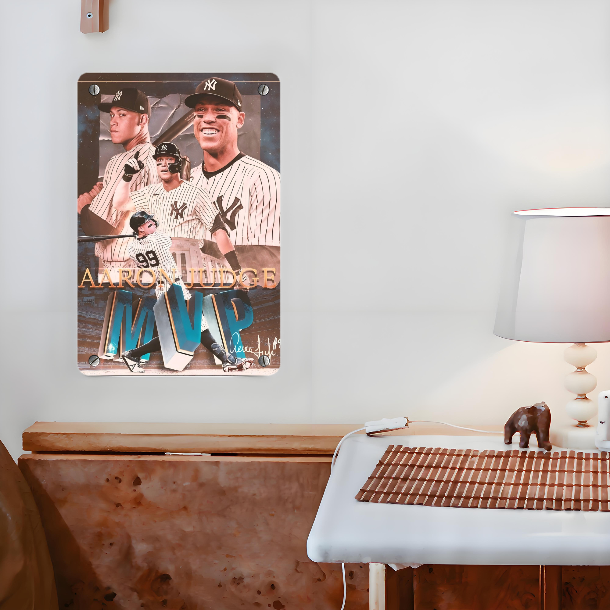 Aaron Judge MVP Metal Tin Sign 8x12inch - High-Quality Full-Print Decorative Wall Art, Durable Rust-Resistant Metal Plaque For Living Room, Bedroom, Kitchen, Office, Bar Décor
